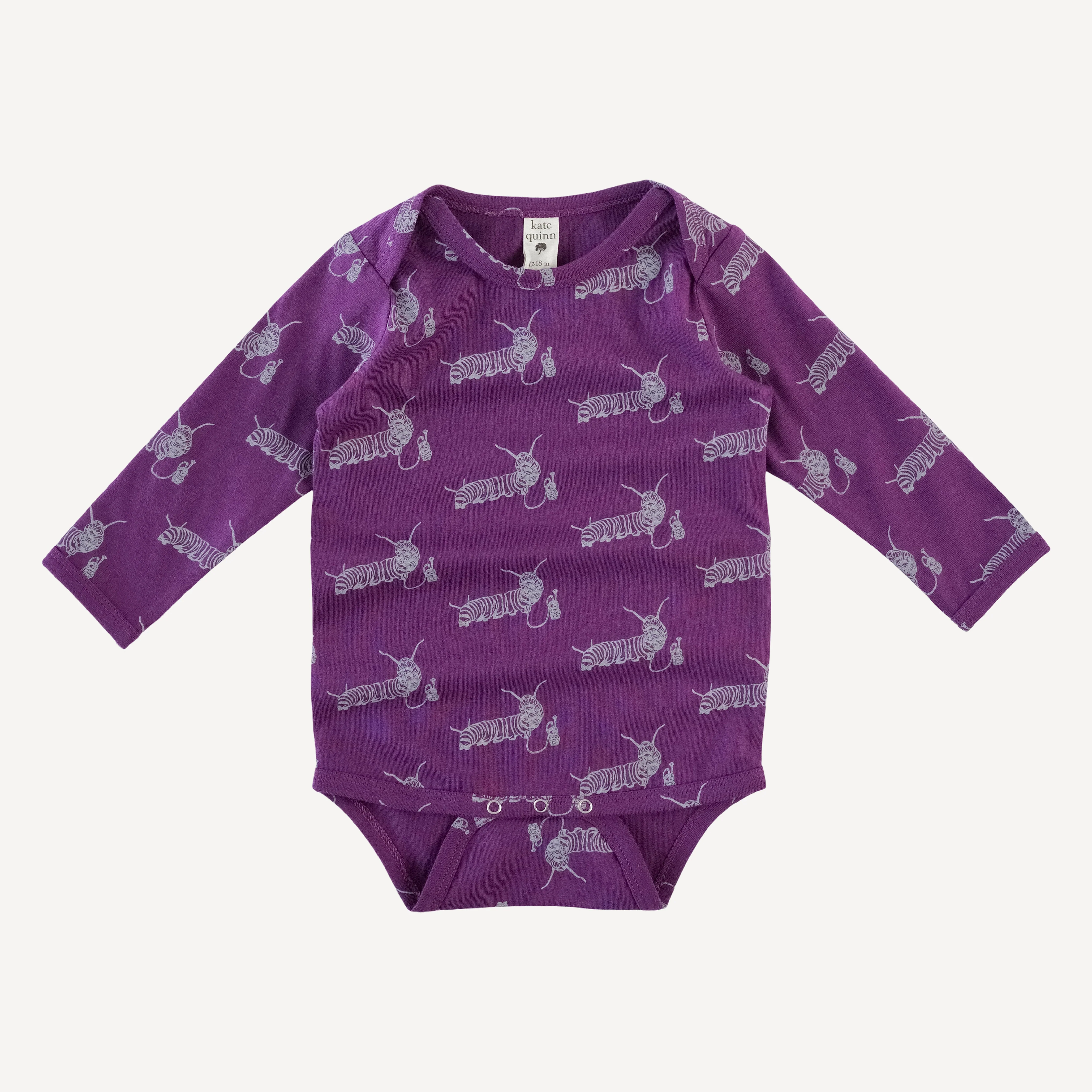 long sleeve lap neck bodysuit | plum caterpillar | organic cotton jersey
