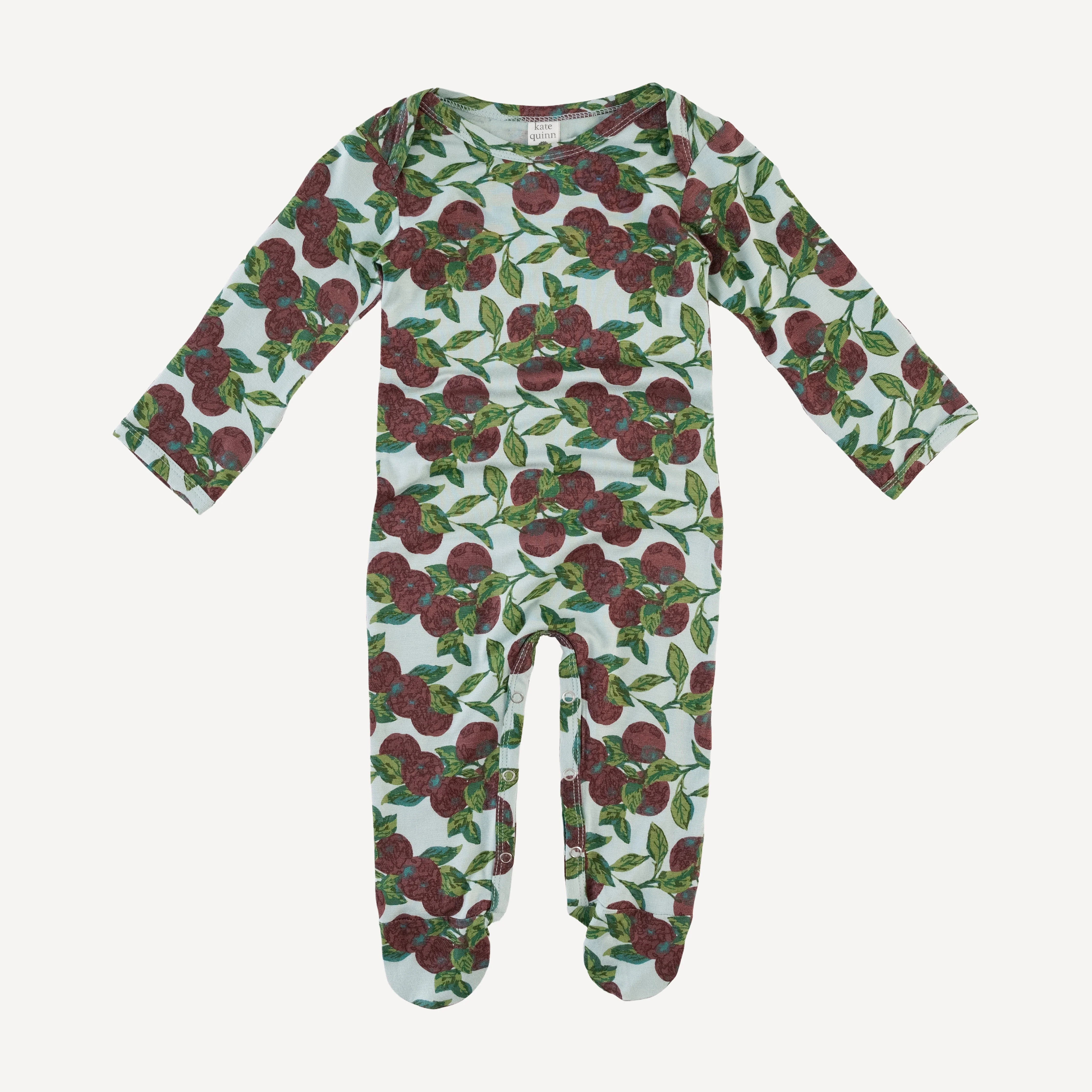 long sleeve lap neck footie | apple branch | bamboo