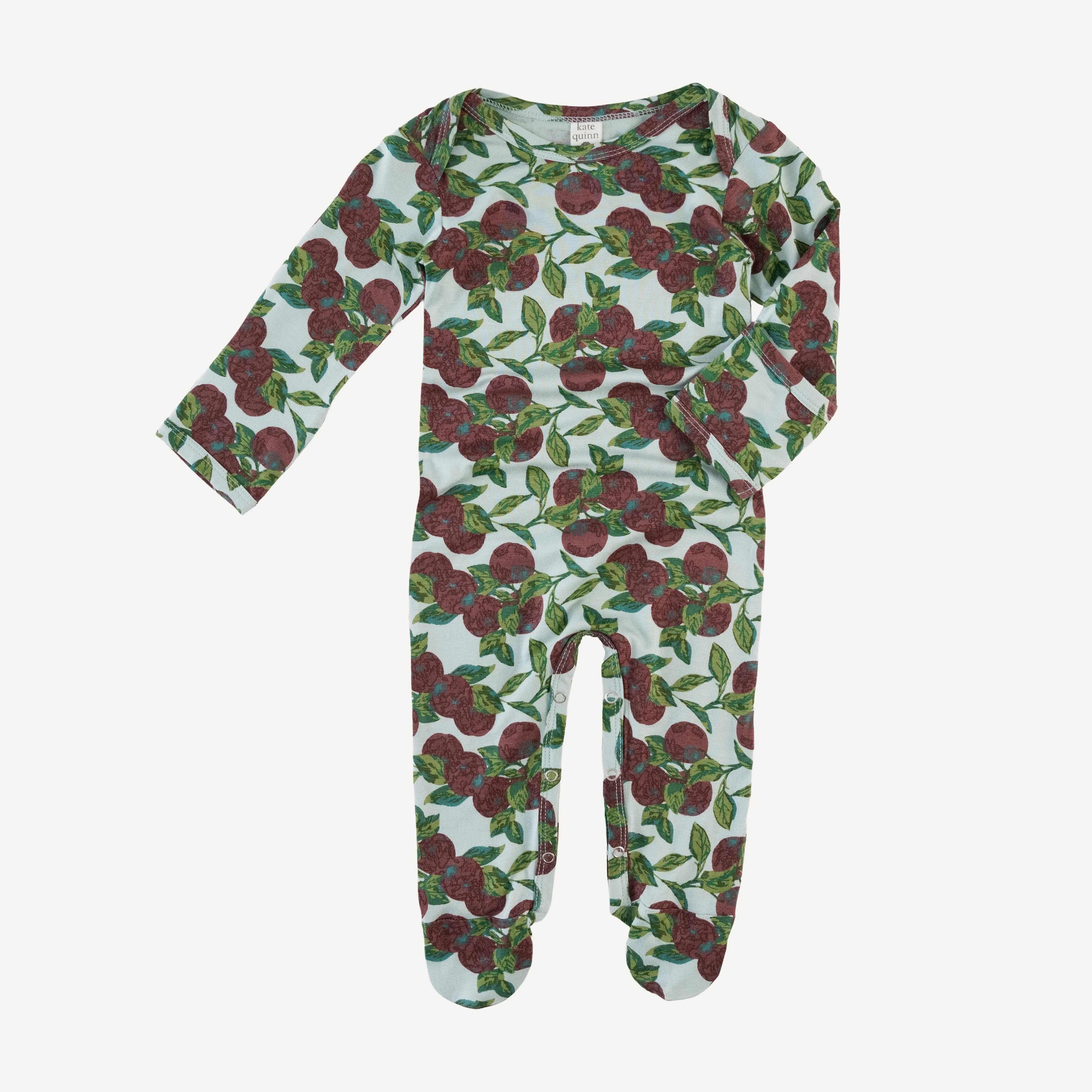 long sleeve lap neck footie | apple branch | bamboo - Image 3