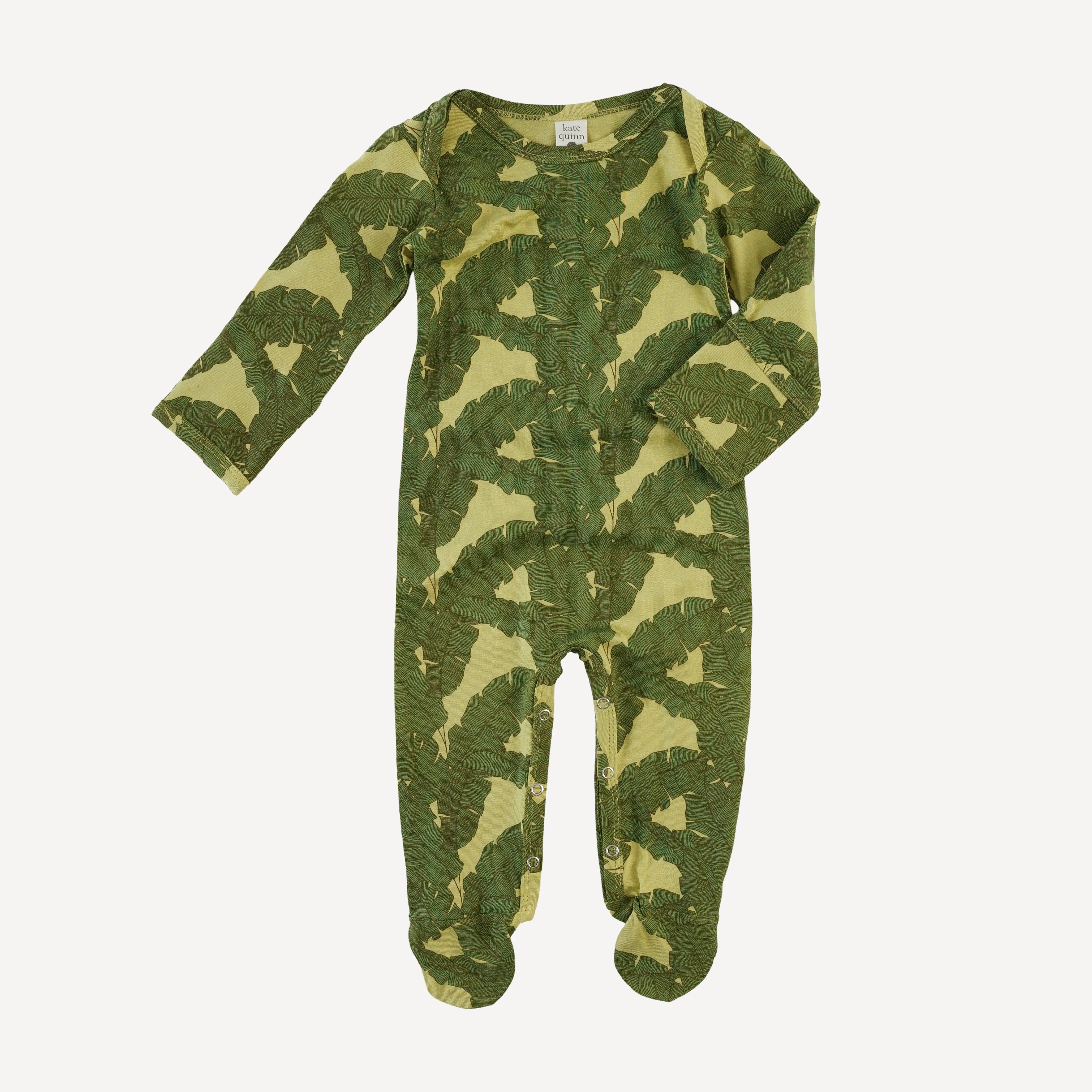 long sleeve lap neck footie | banana leaf | bamboo - Image 3