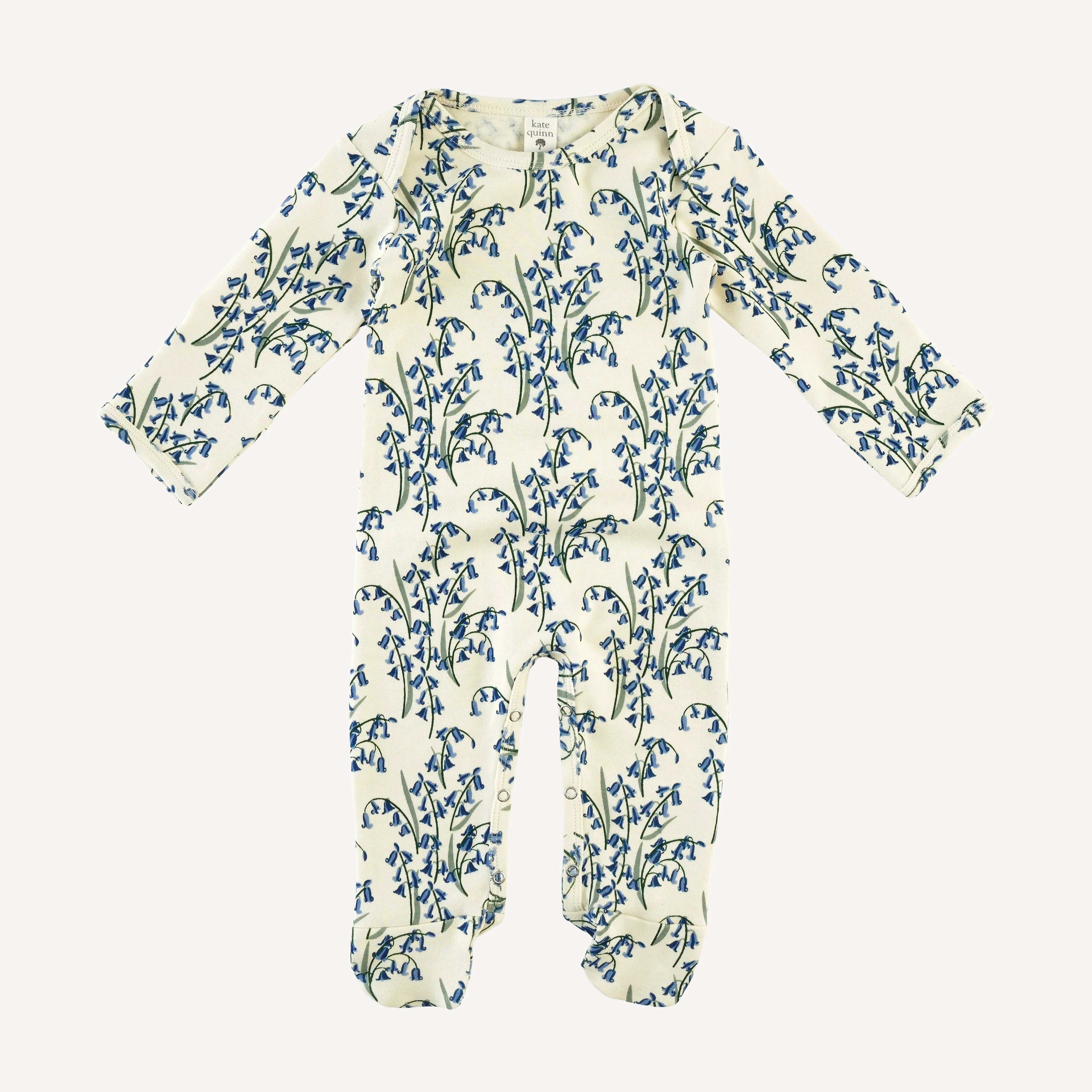 long sleeve lap neck footie | bluebells | organic cotton interlock