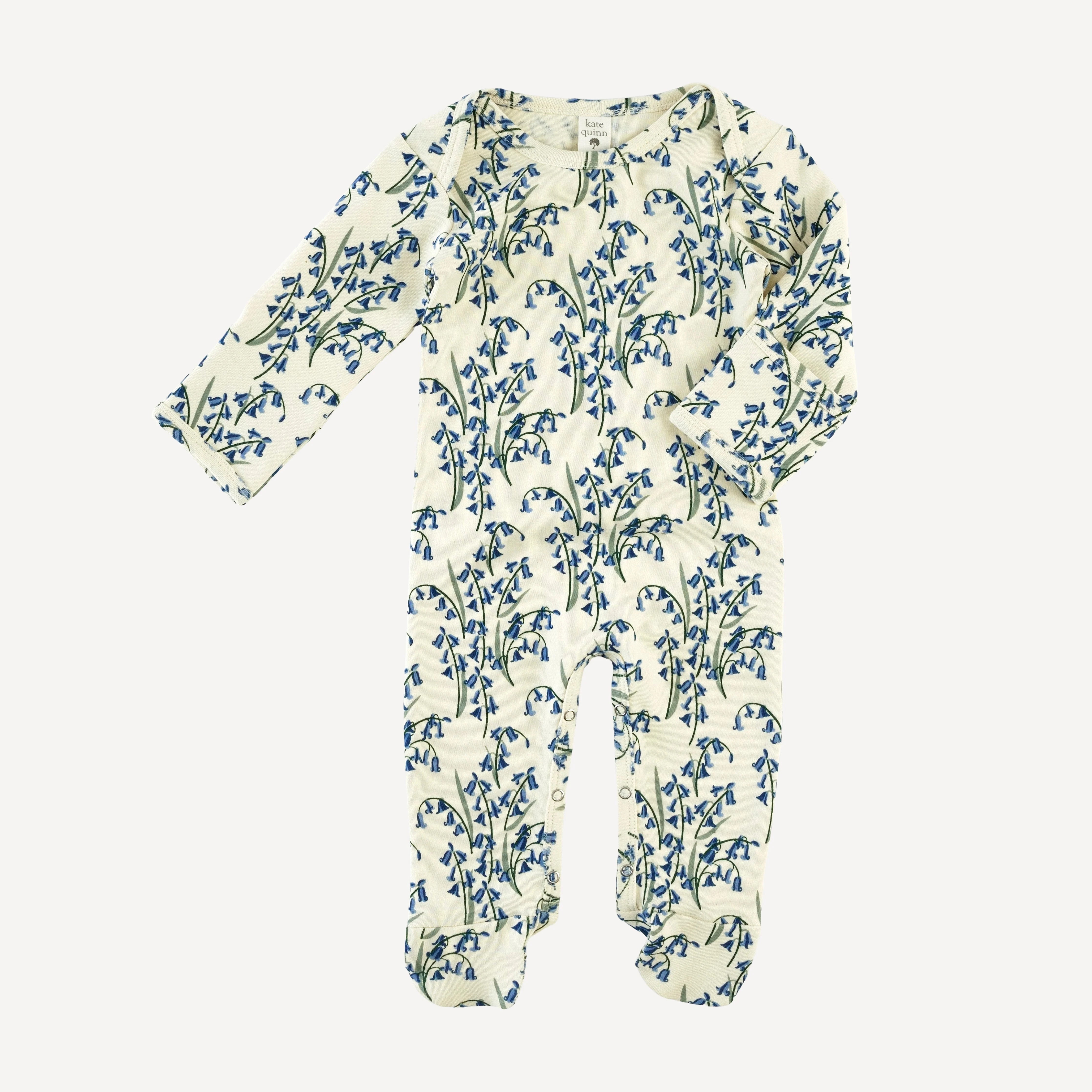 long sleeve lap neck footie | bluebells | organic cotton interlock - Image 3