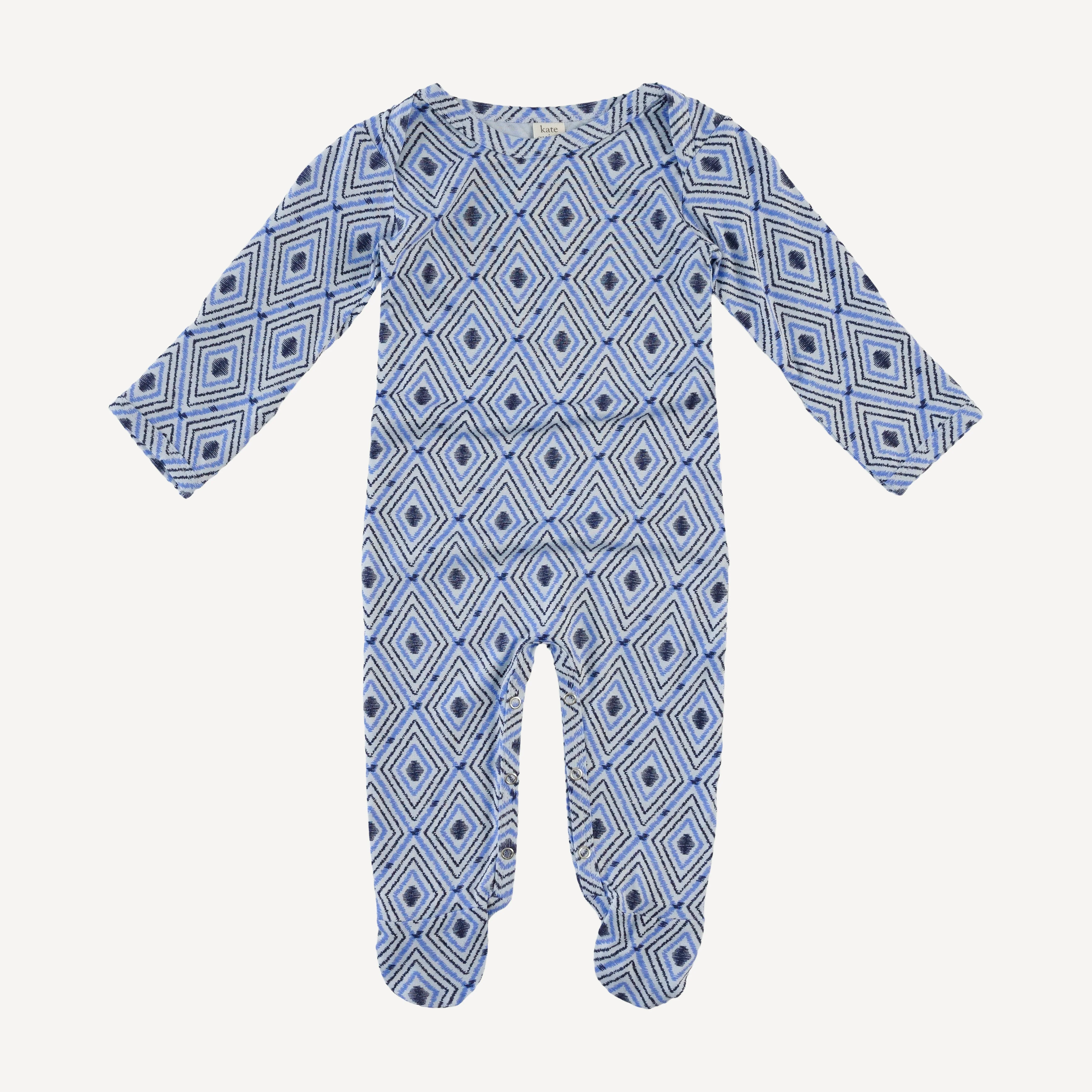 long sleeve lap neck footie | diamond | bamboo