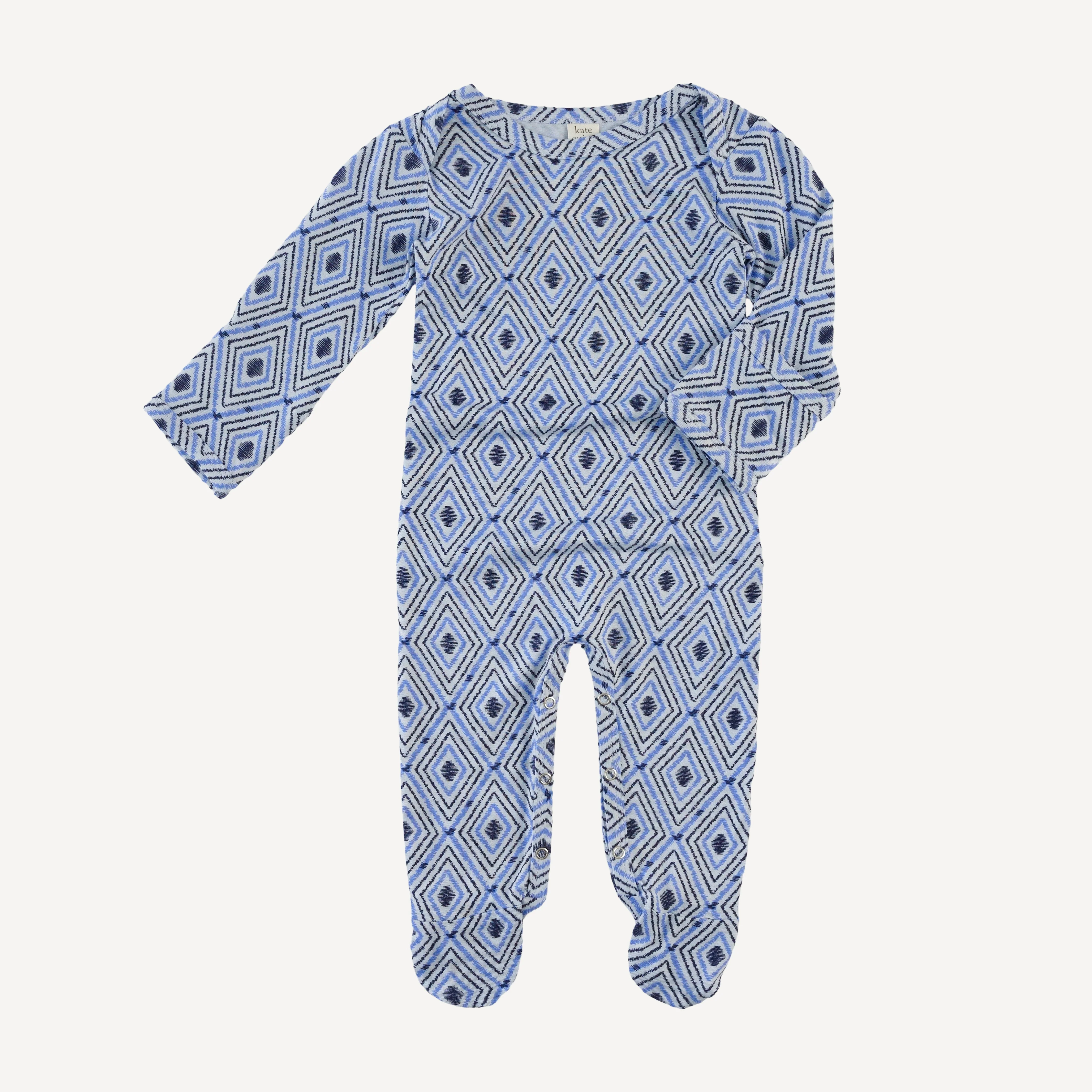 long sleeve lap neck footie | diamond | bamboo - Image 3