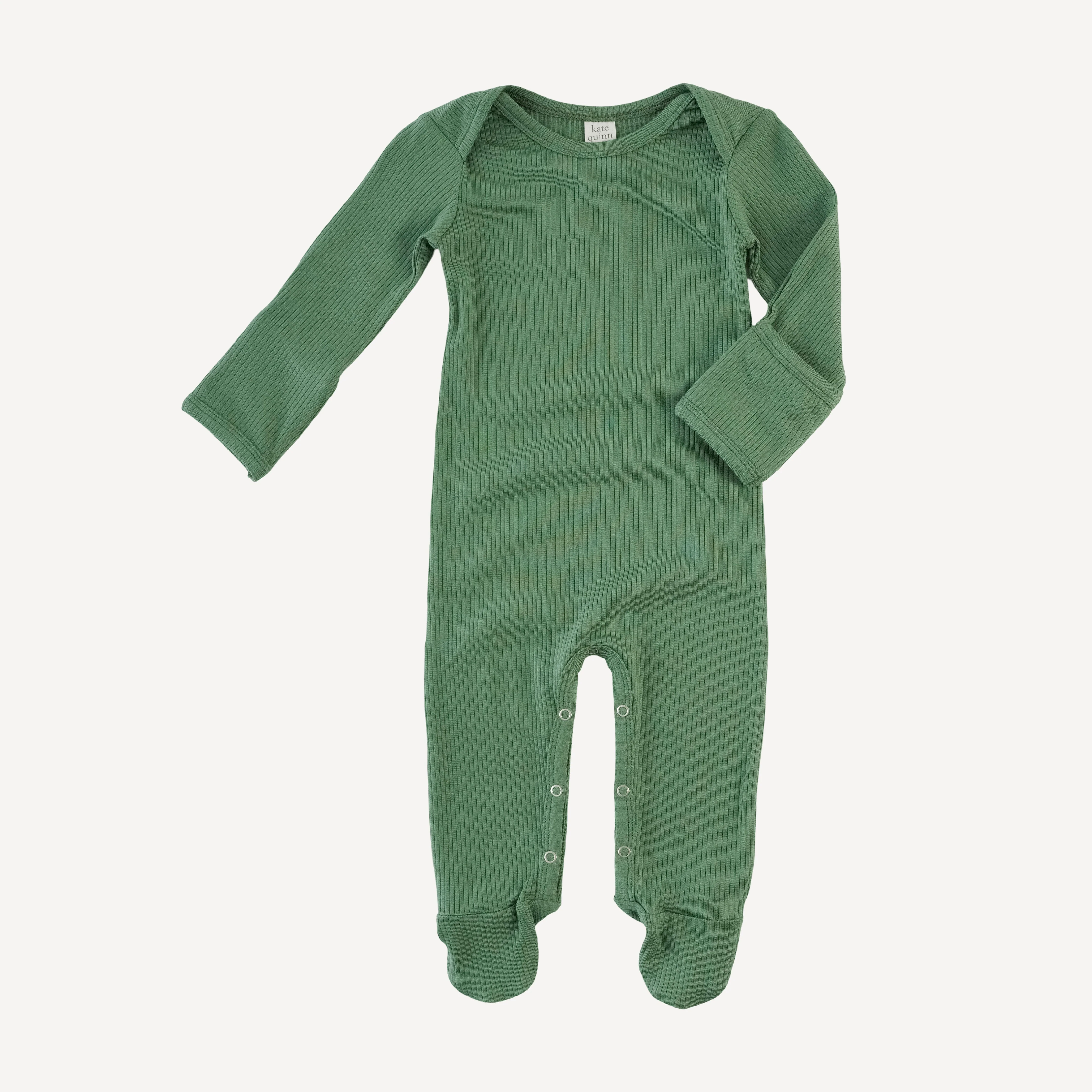 long sleeve lap neck footie | elm | modal skinny rib - Image 3