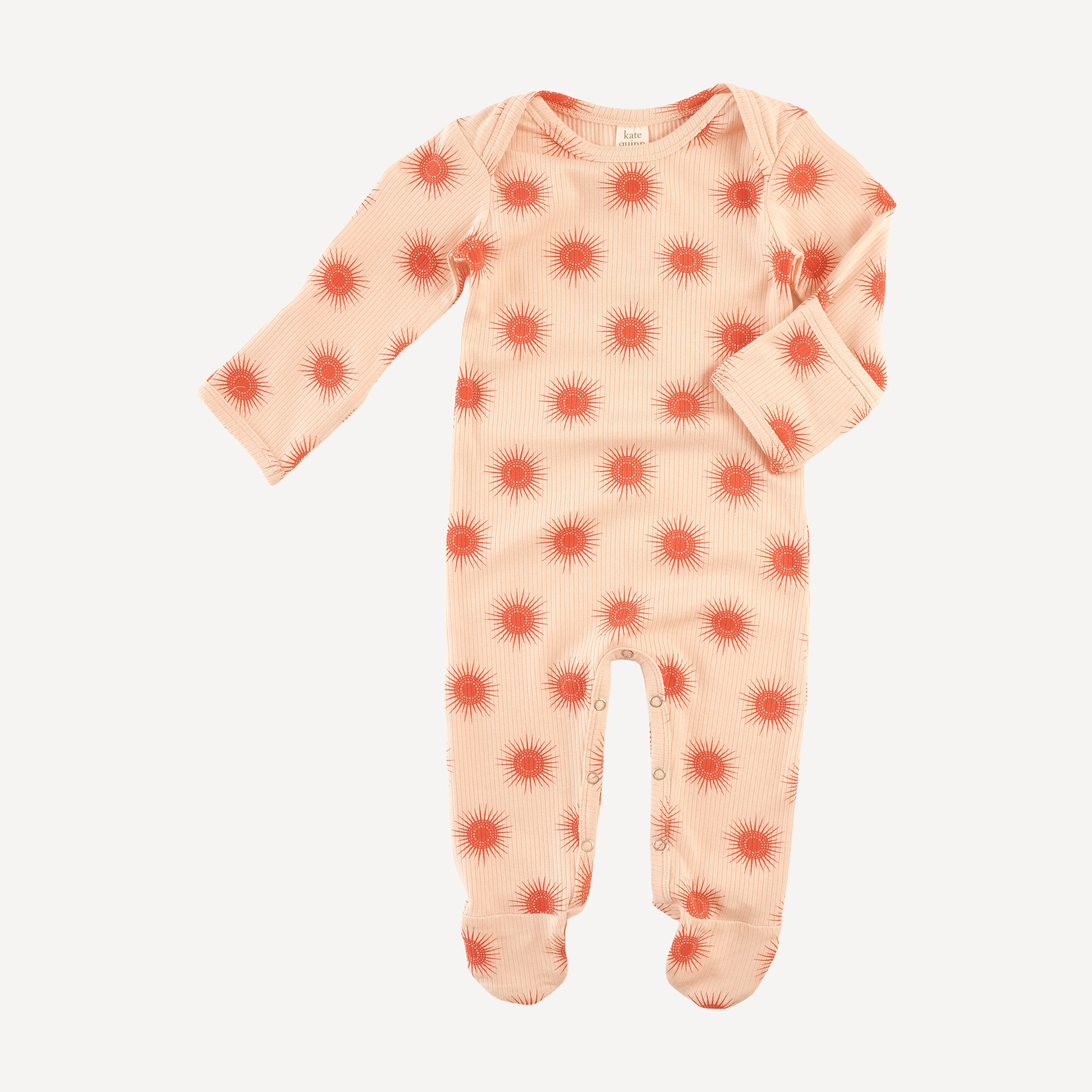 long sleeve lap neck footie | emberglow tiny sun | modal skinny rib - Image 3