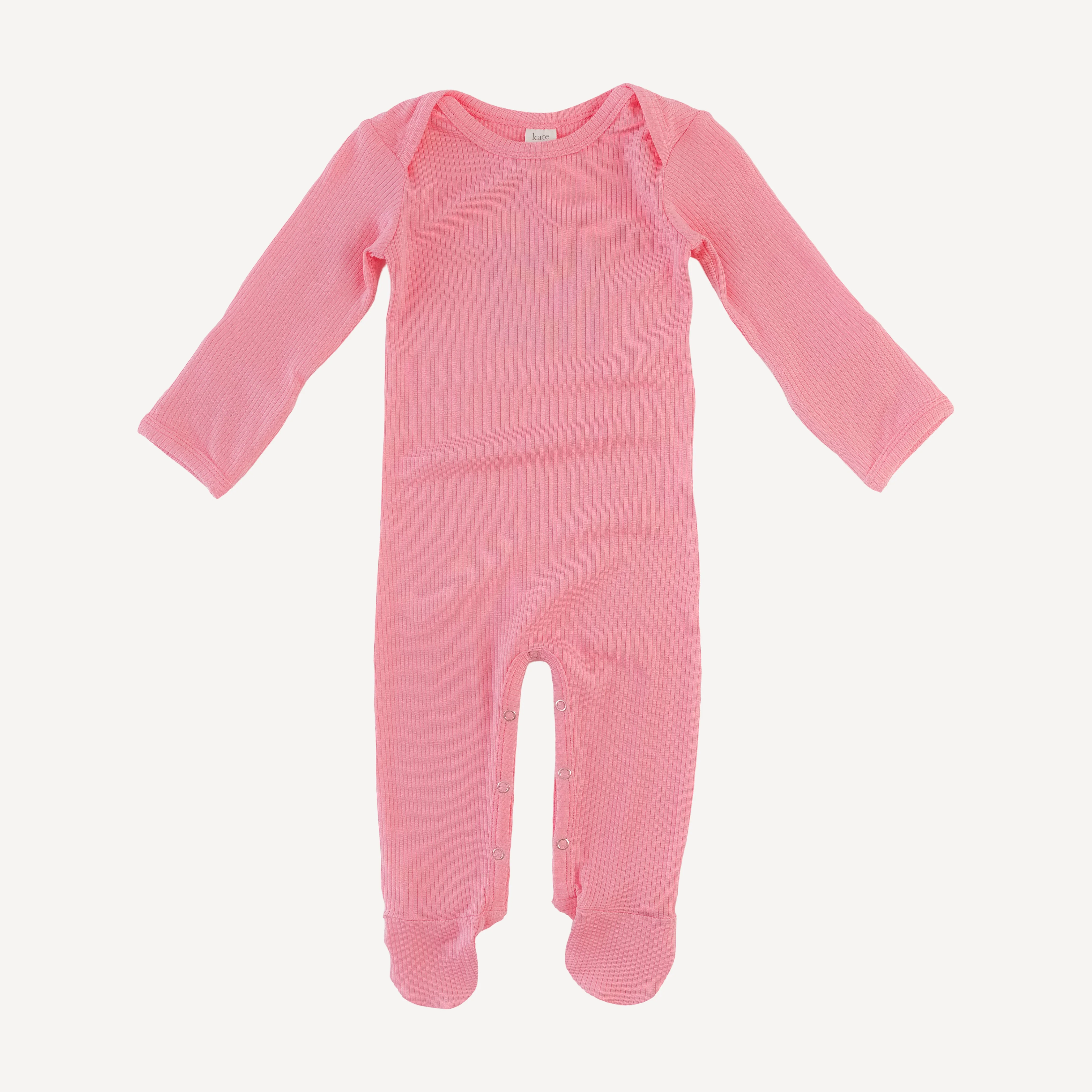 long sleeve lap neck footie | french pink | modal skinny rib