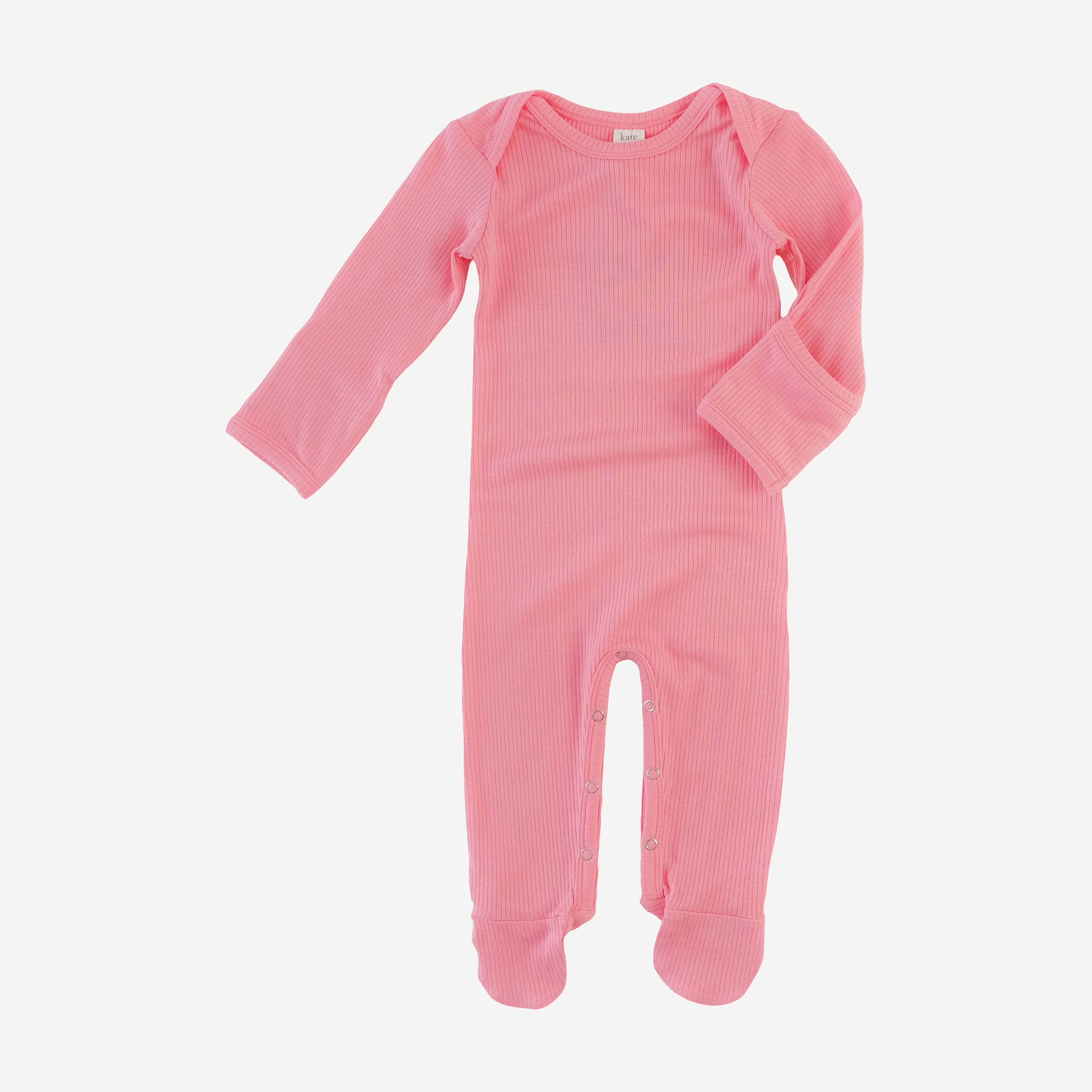 long sleeve lap neck footie | french pink | modal skinny rib - Image 3