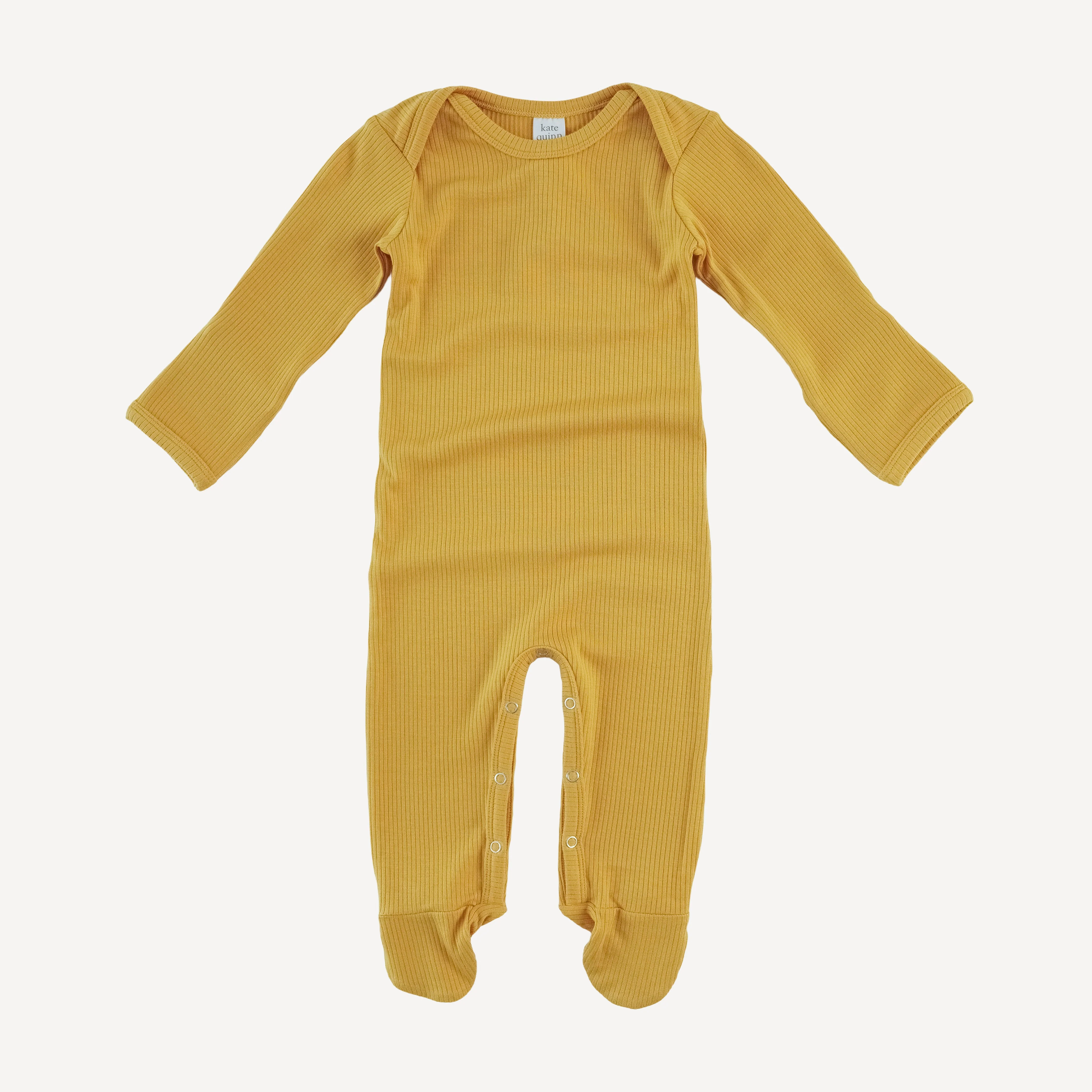 long sleeve lap neck footie | golden sun | modal skinny rib