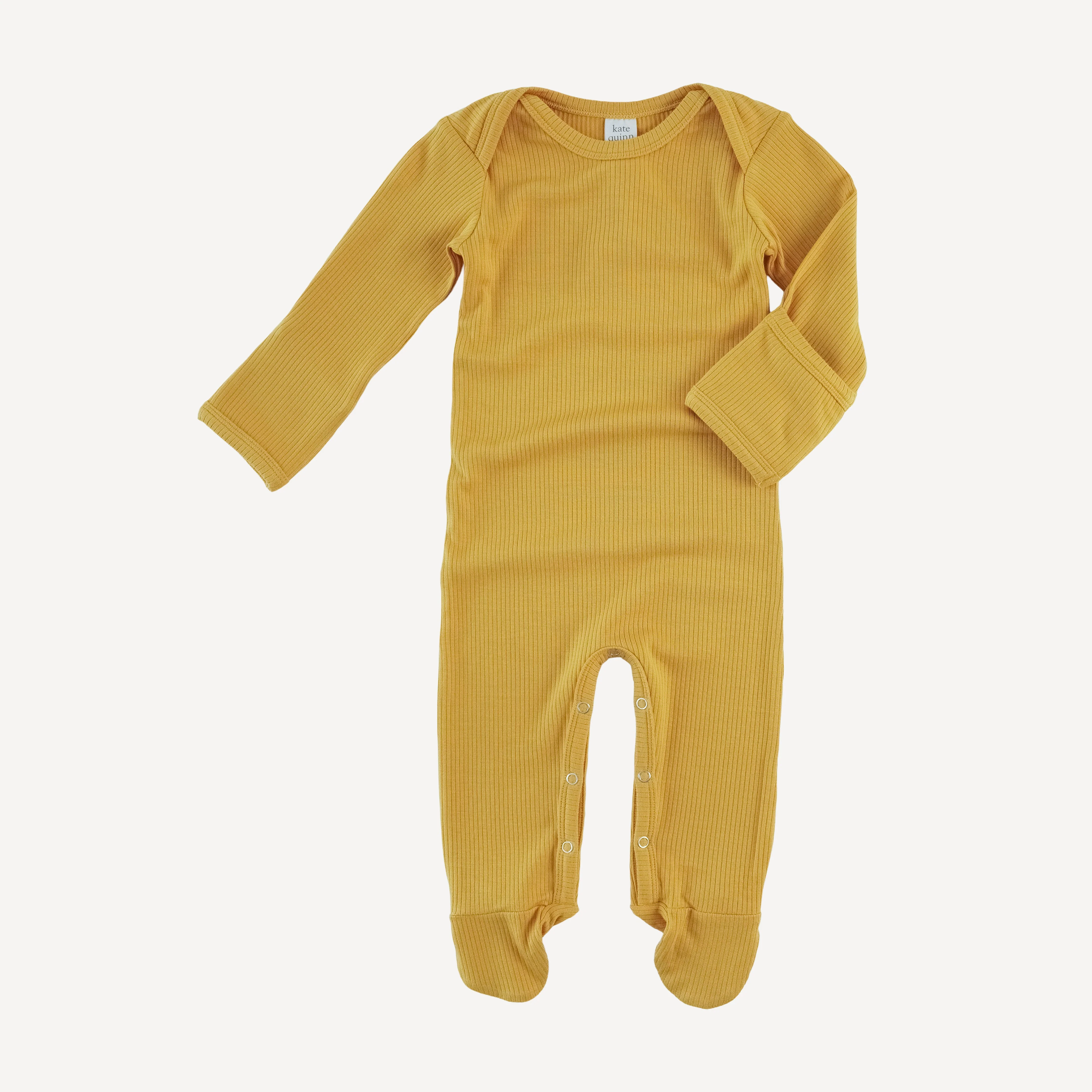 long sleeve lap neck footie | golden sun | modal skinny rib - Image 3
