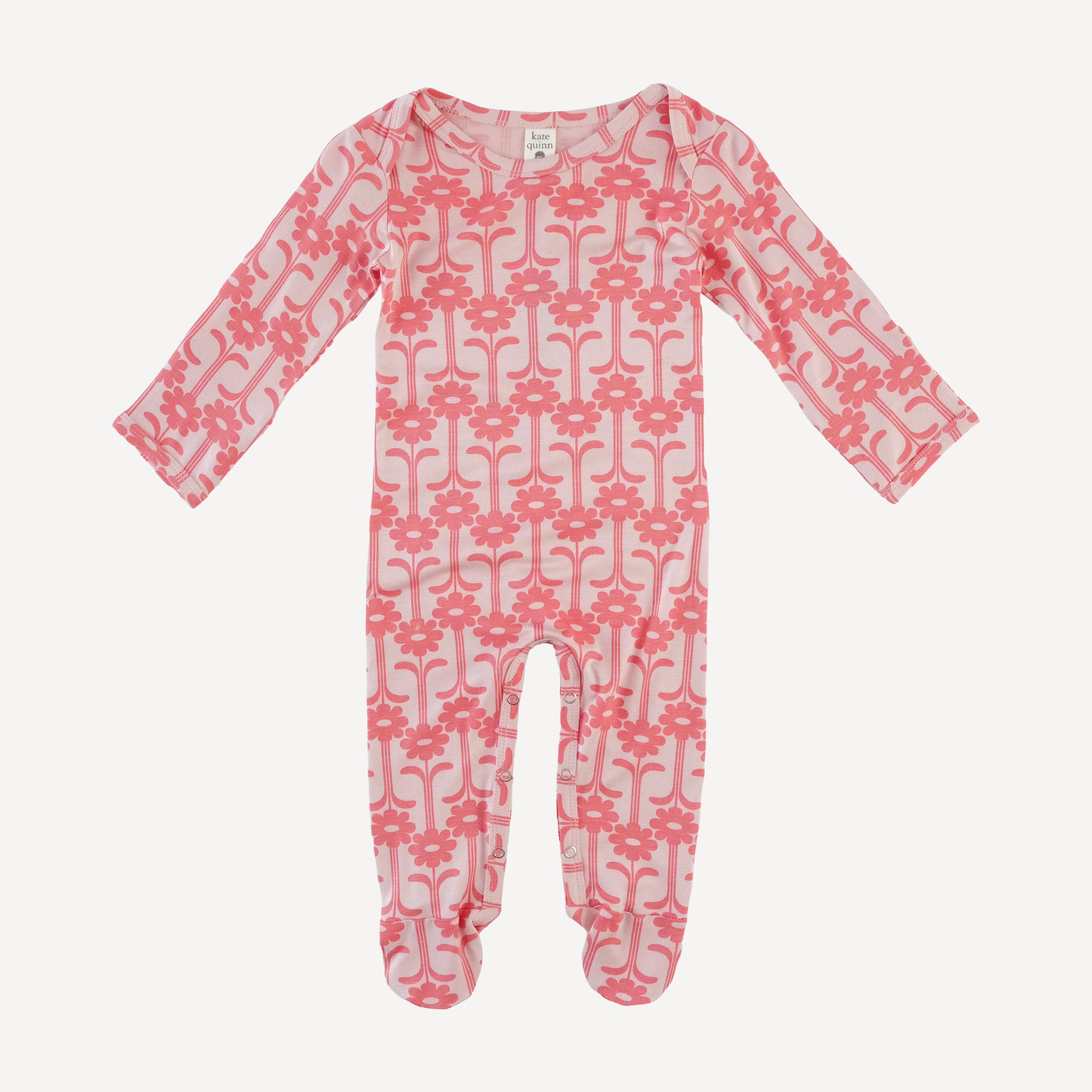 long sleeve lap neck footie | graphic daisy | bamboo