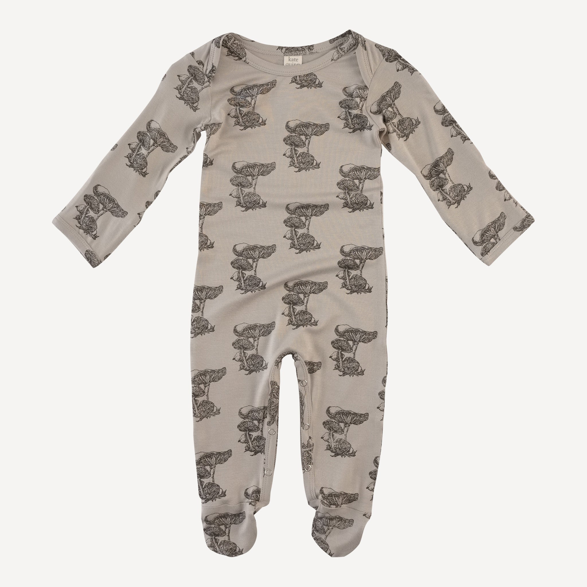 long sleeve lap neck footie | gray mushroom snail | bamboo
