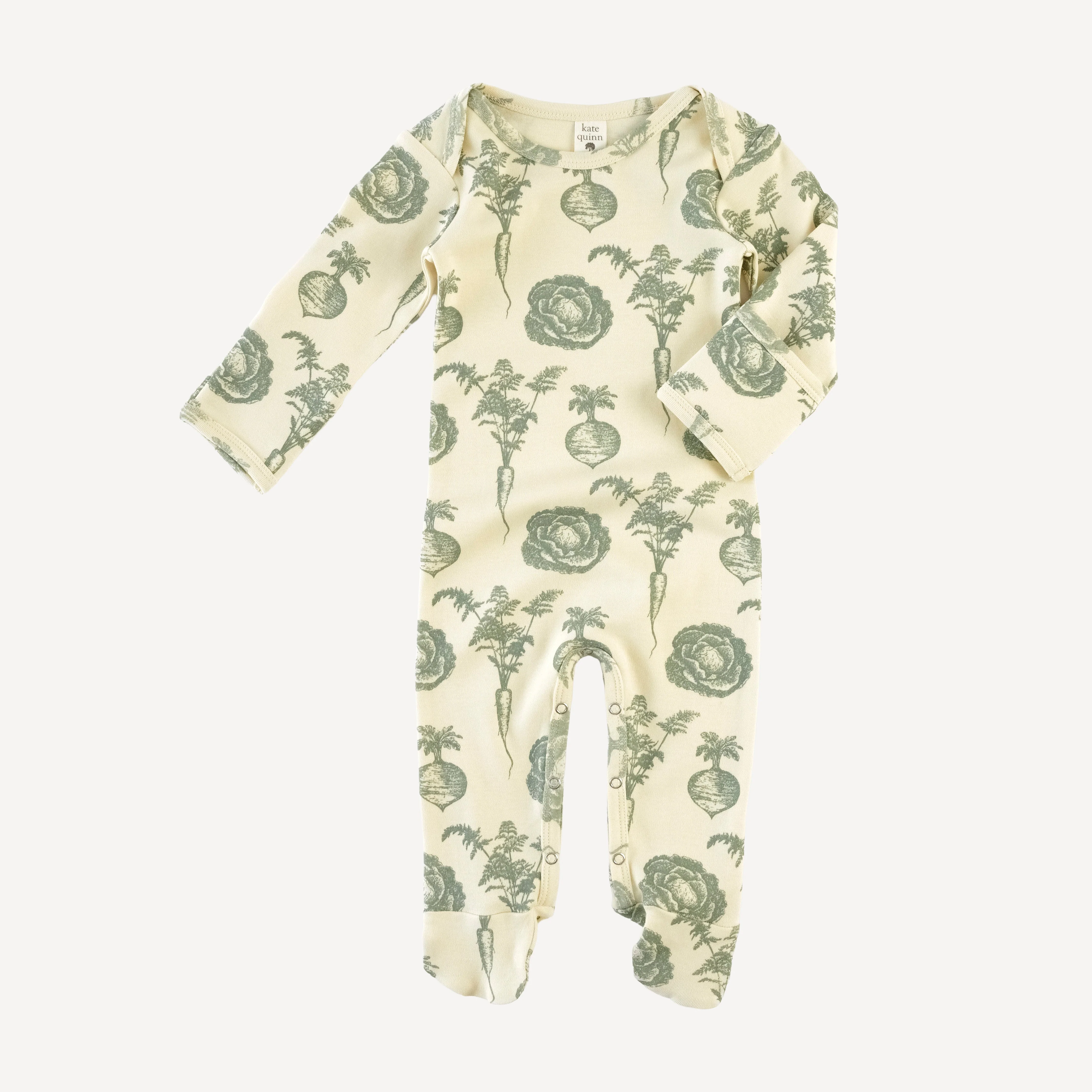 long sleeve lap neck footie | jadeite veggies | organic cotton interlock - Image 3