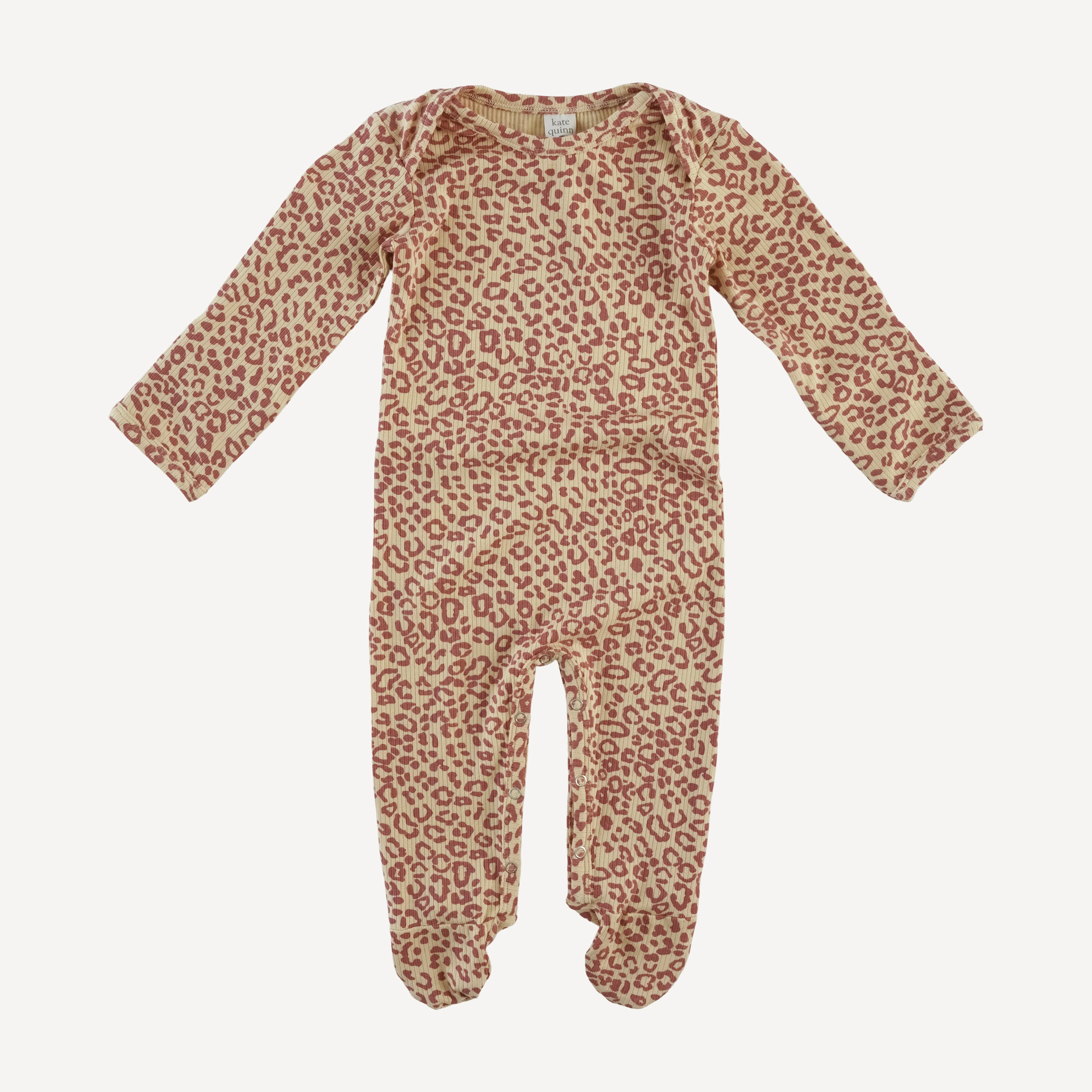 long sleeve lap neck footie | leopard print | modal skinny rib