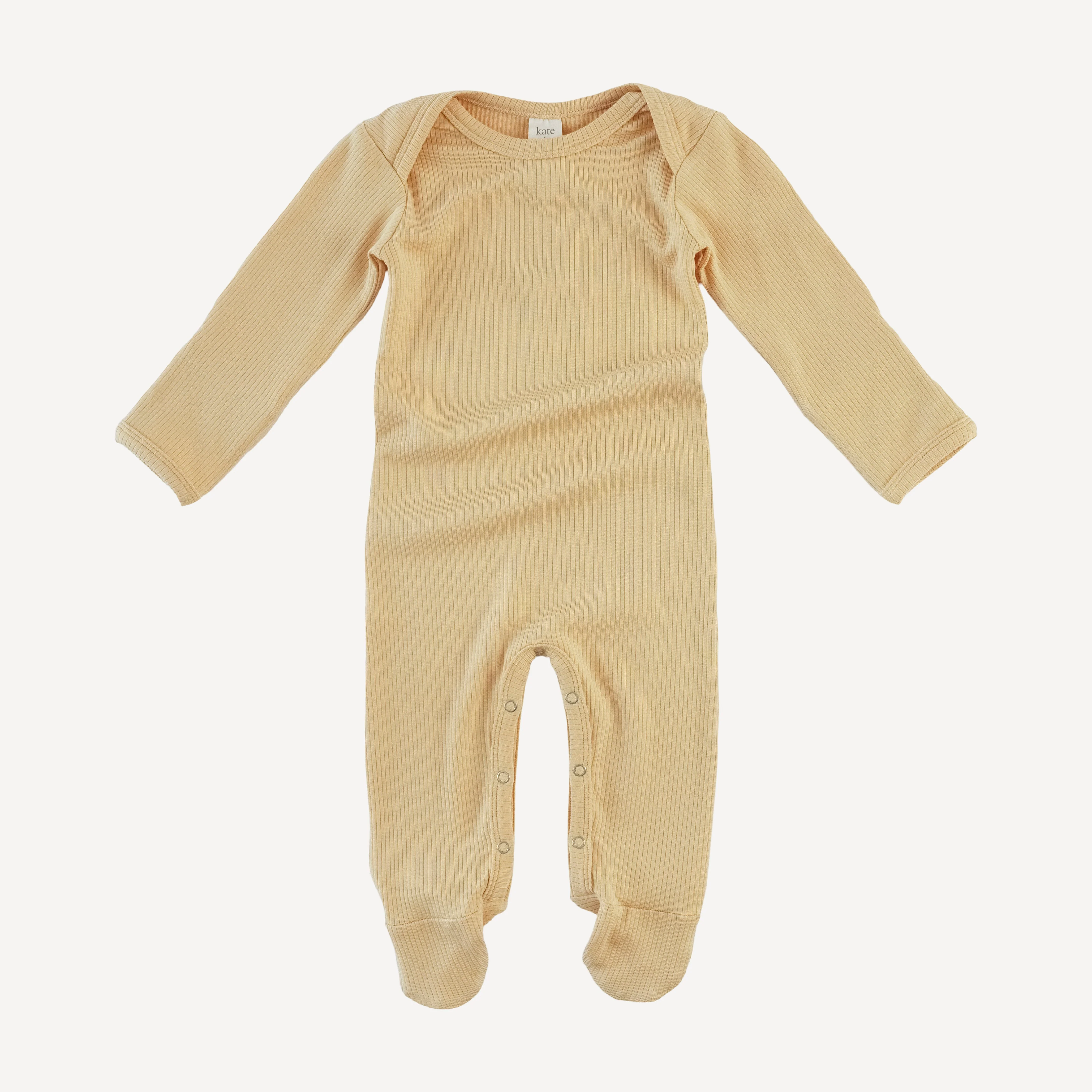 long sleeve lap neck footie | marzipan | modal skinny rib