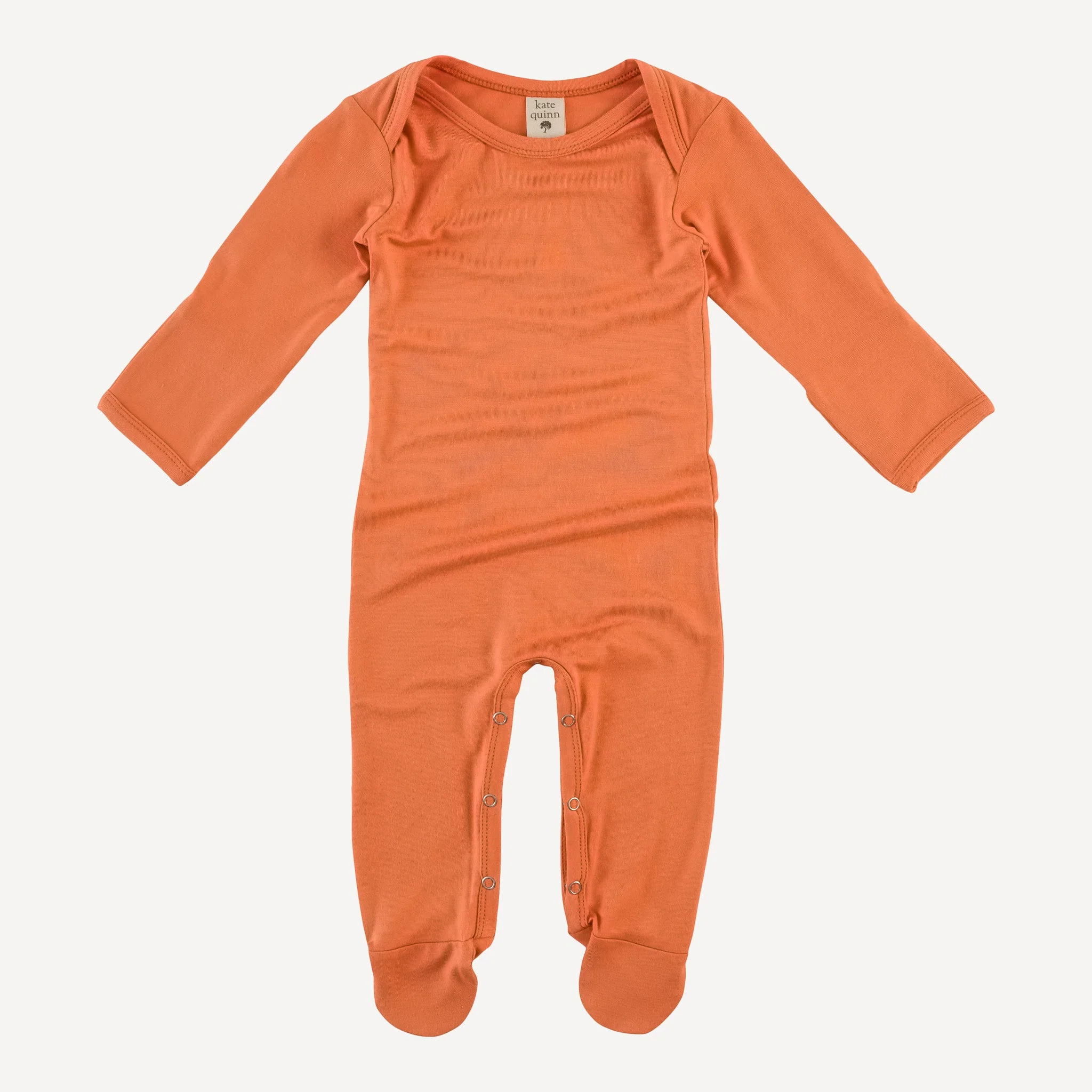 long sleeve lap neck footie | melon | bamboo