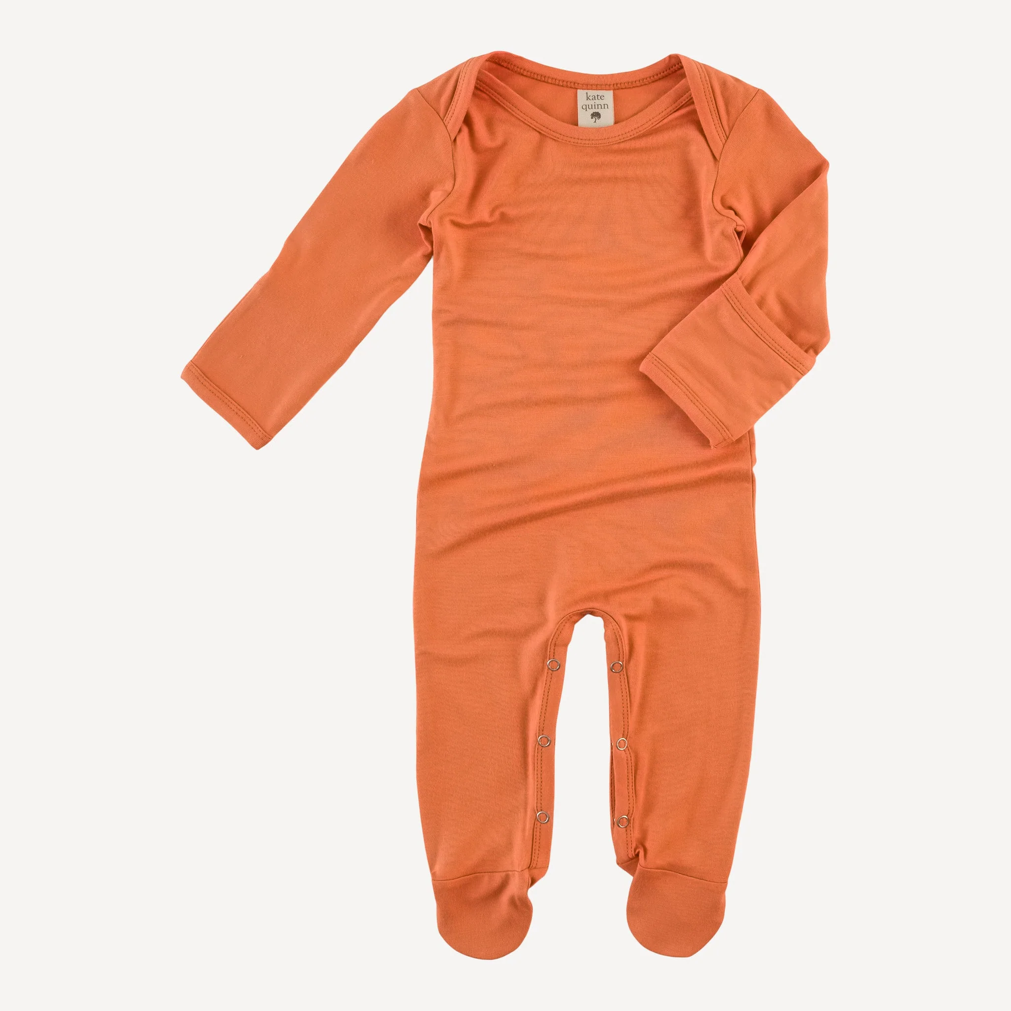 long sleeve lap neck footie | melon | bamboo - Image 3