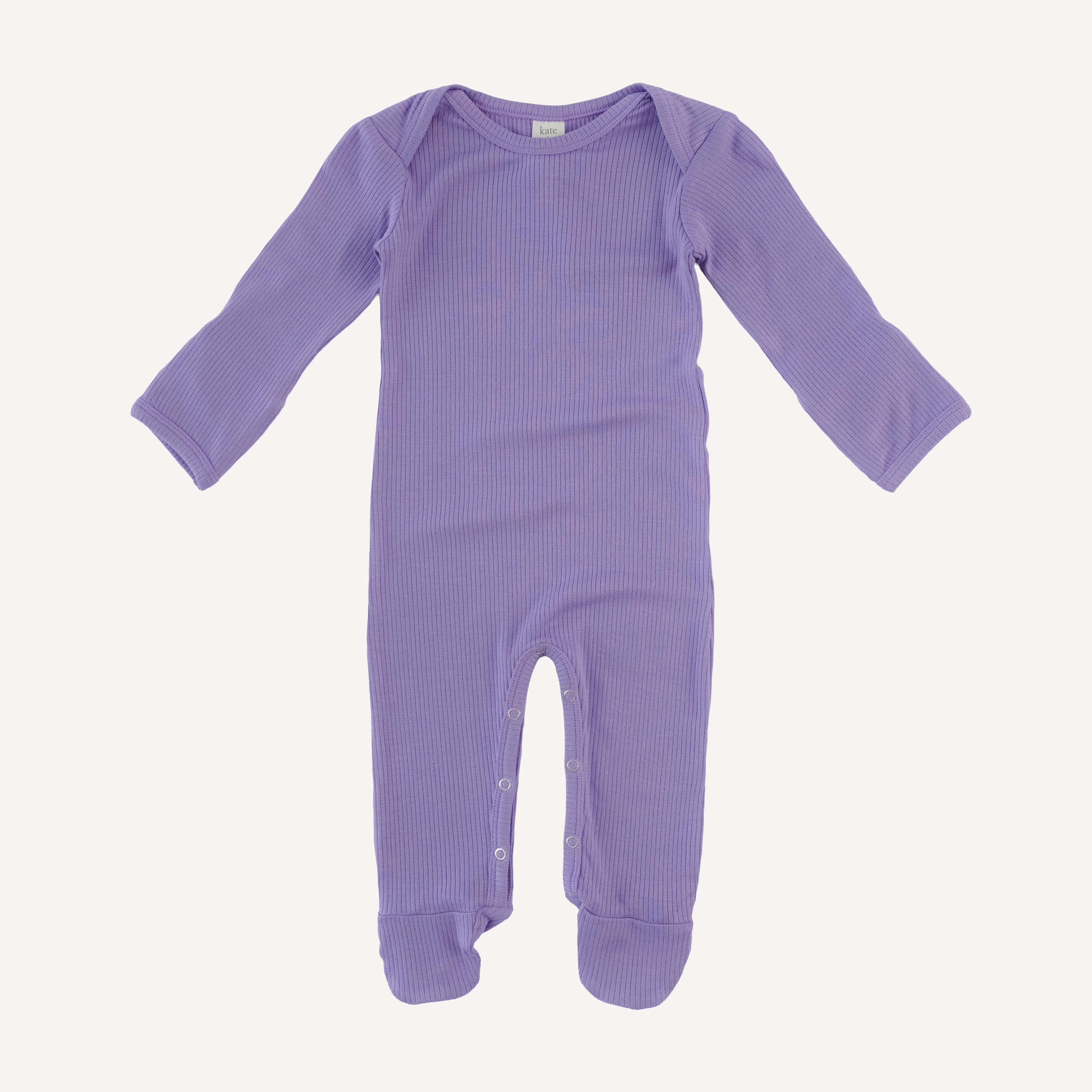 long sleeve lap neck footie | paisley purple | modal skinny rib