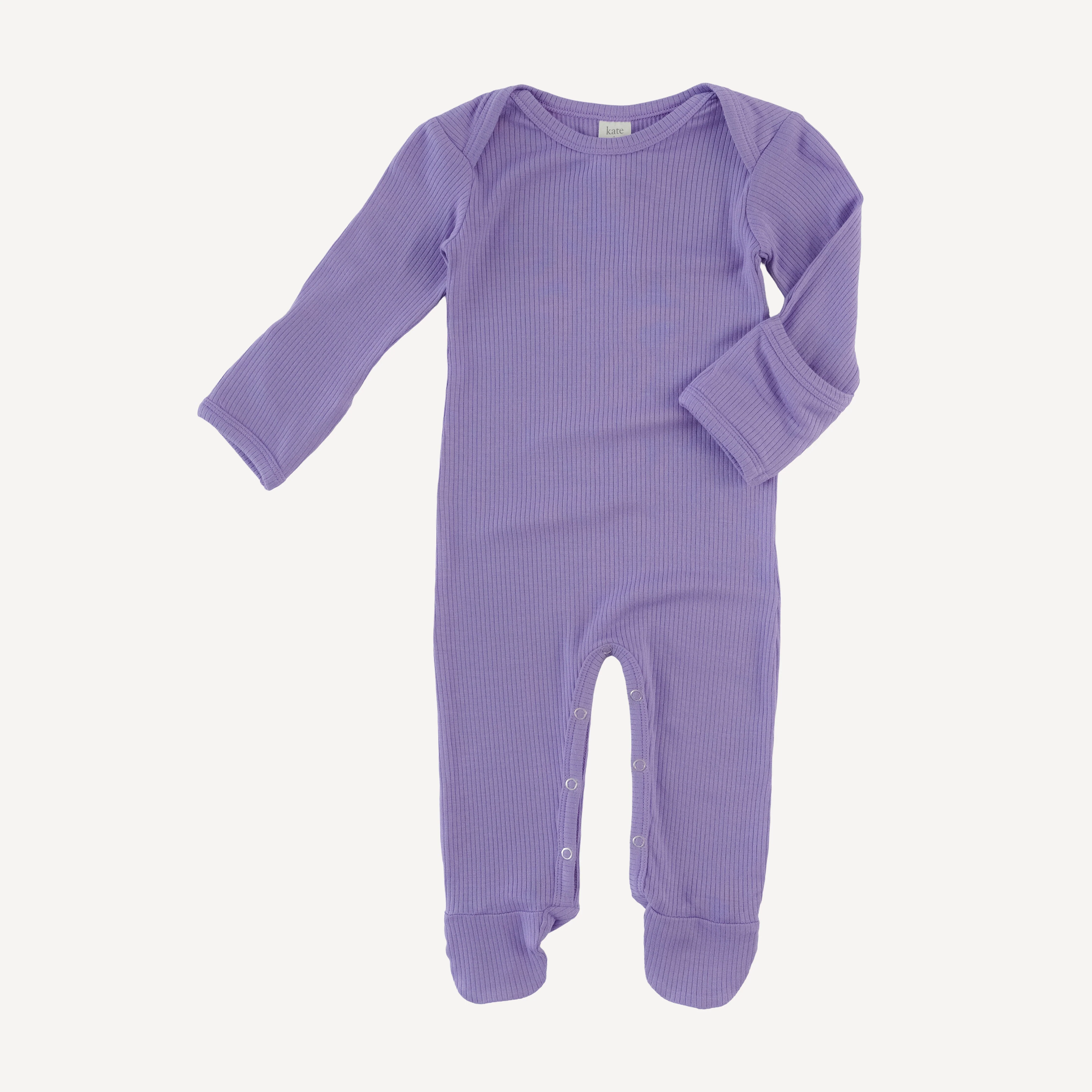 long sleeve lap neck footie | paisley purple | modal skinny rib - Image 3