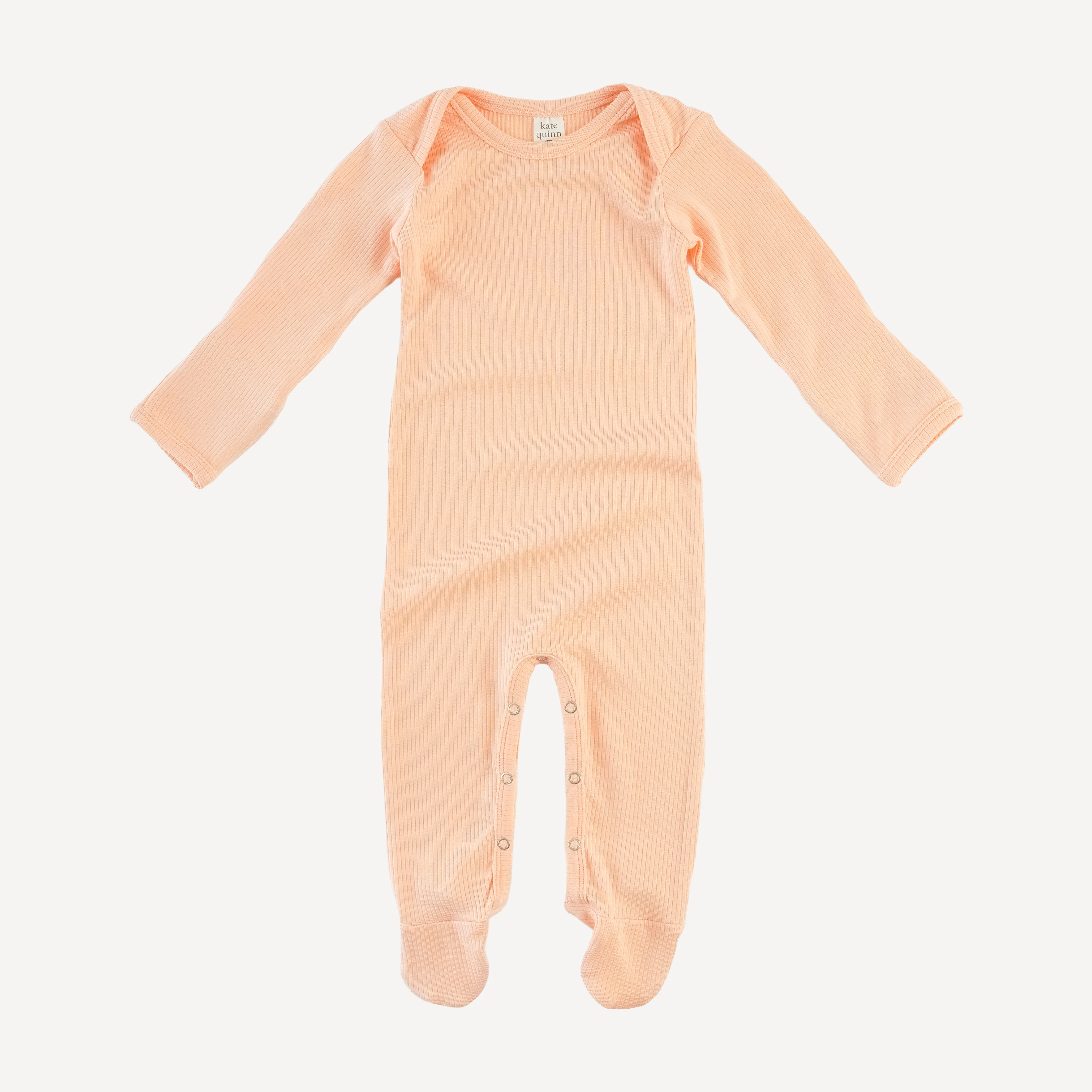 long sleeve lap neck footie | peach | modal skinny rib