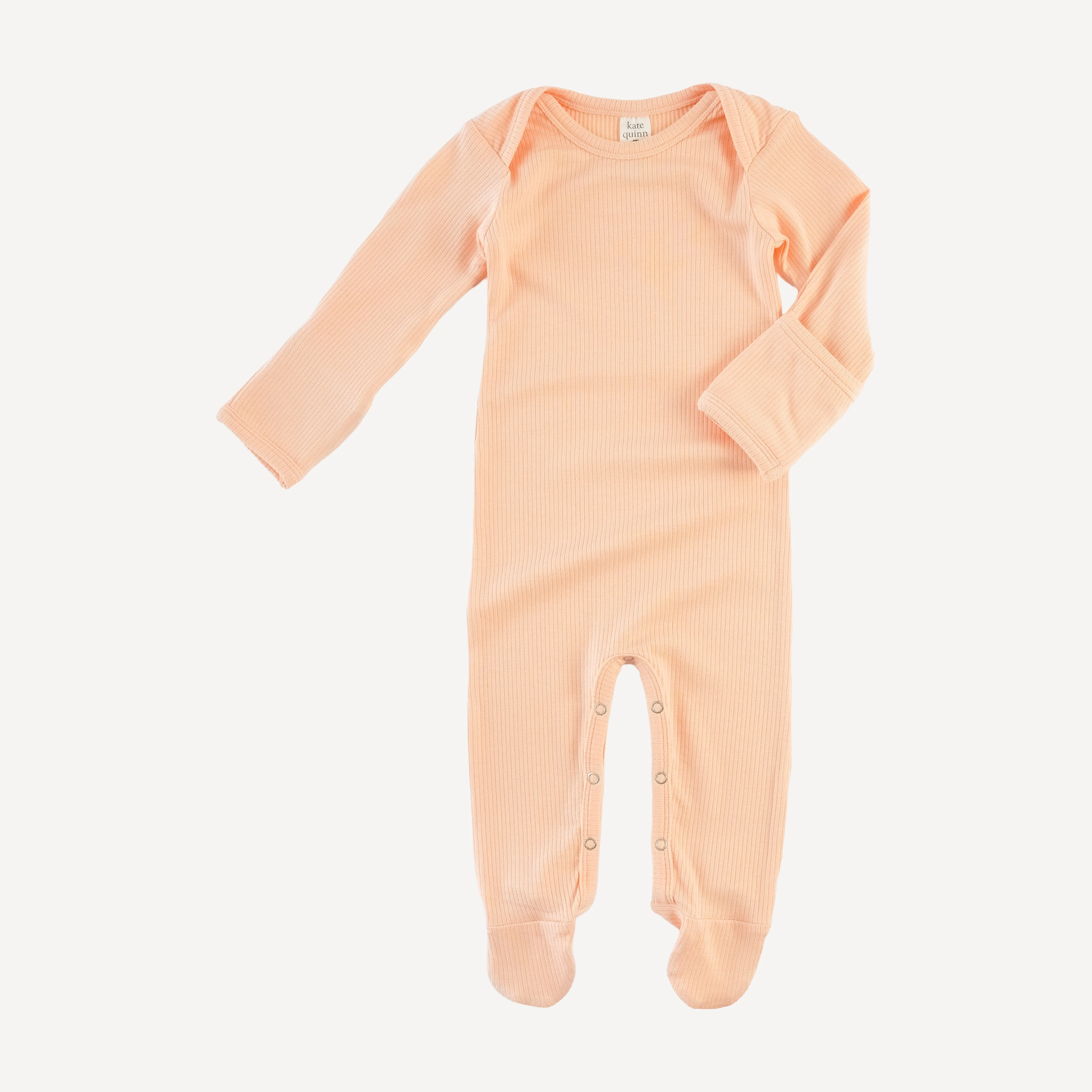 long sleeve lap neck footie | peach | modal skinny rib - Image 3