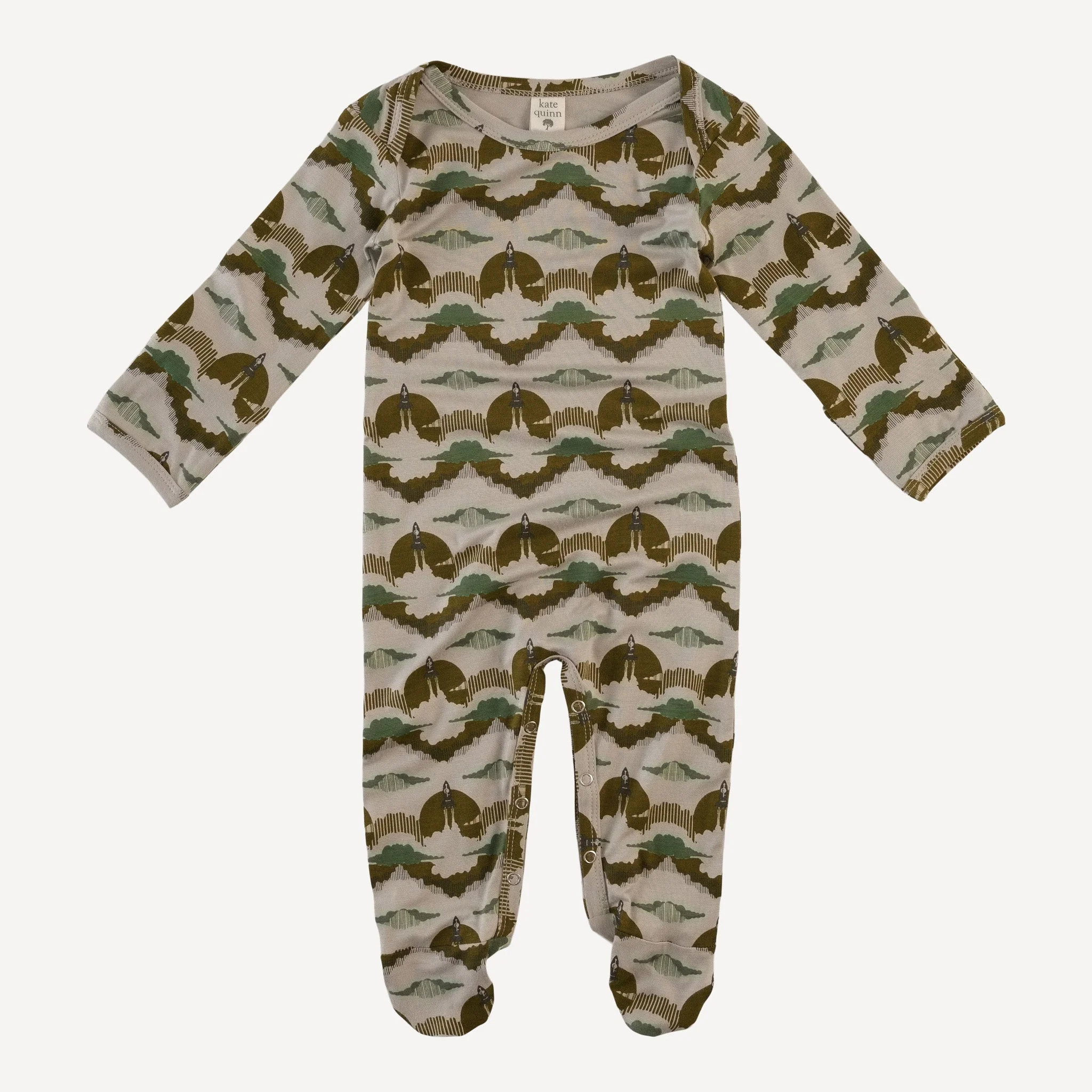 long sleeve lap neck footie | rocket | bamboo