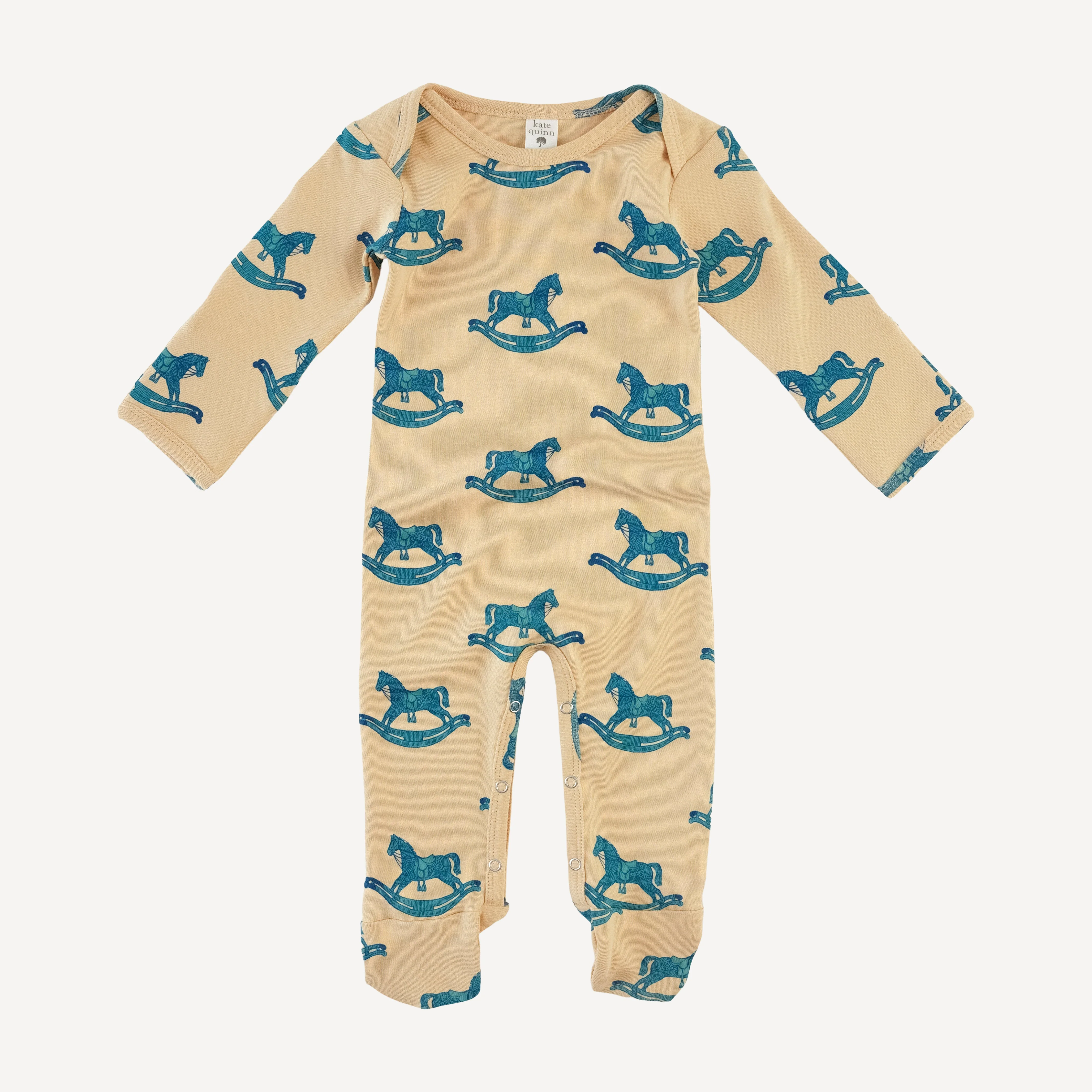 long sleeve lap neck footie | rocking horse | organic cotton interlock