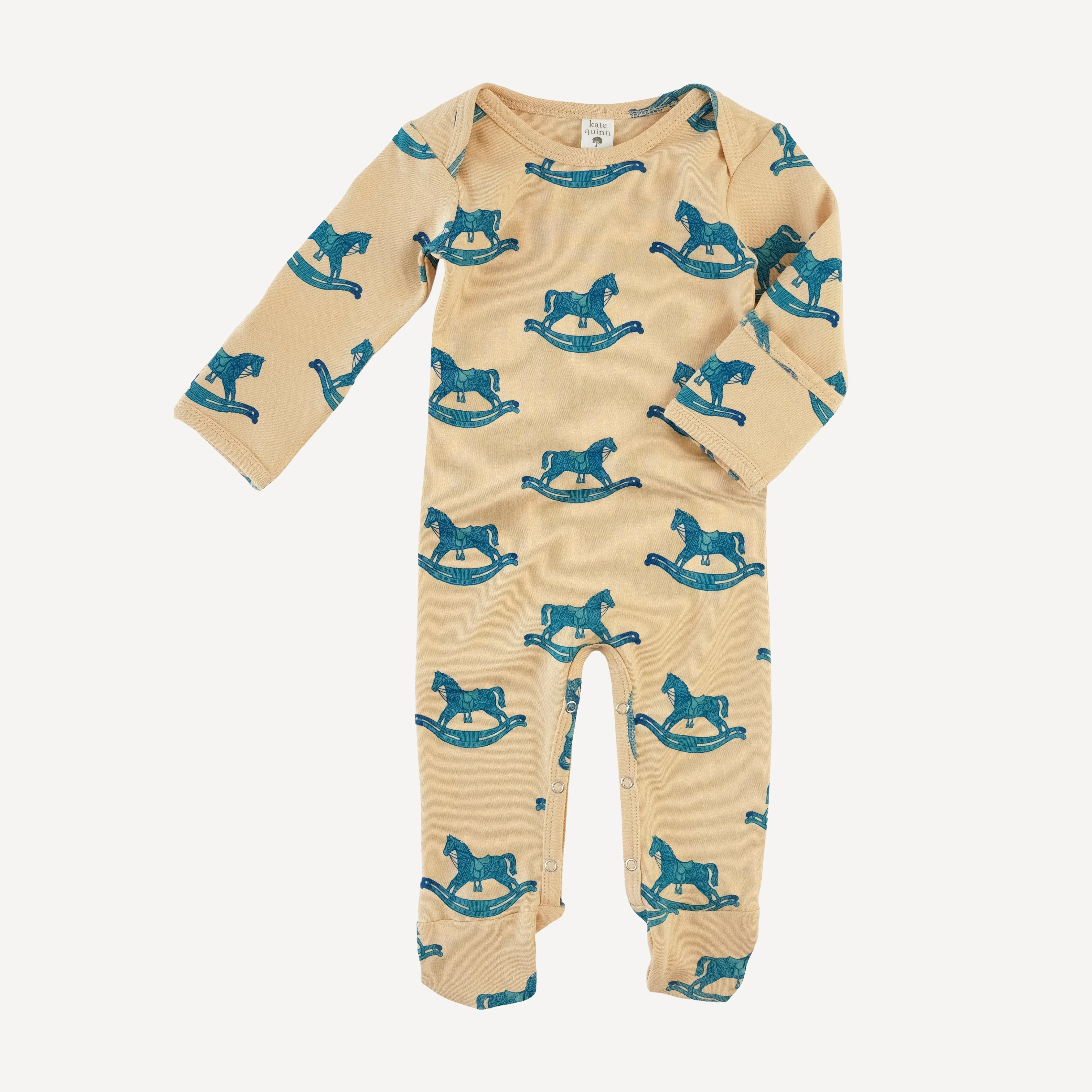 long sleeve lap neck footie | rocking horse | organic cotton interlock - Image 3