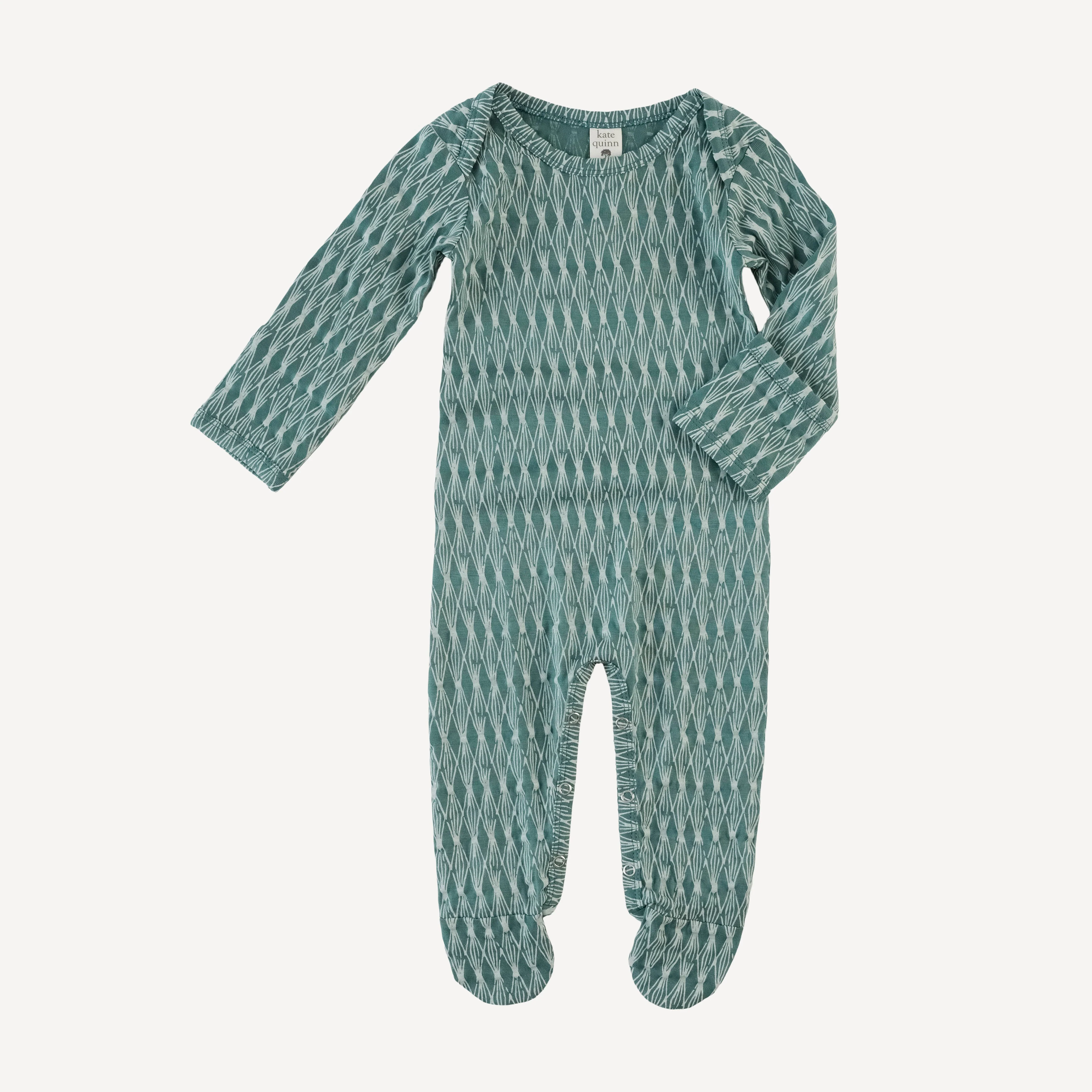 long sleeve lap neck footie | sketched argyle | bamboo - Image 3