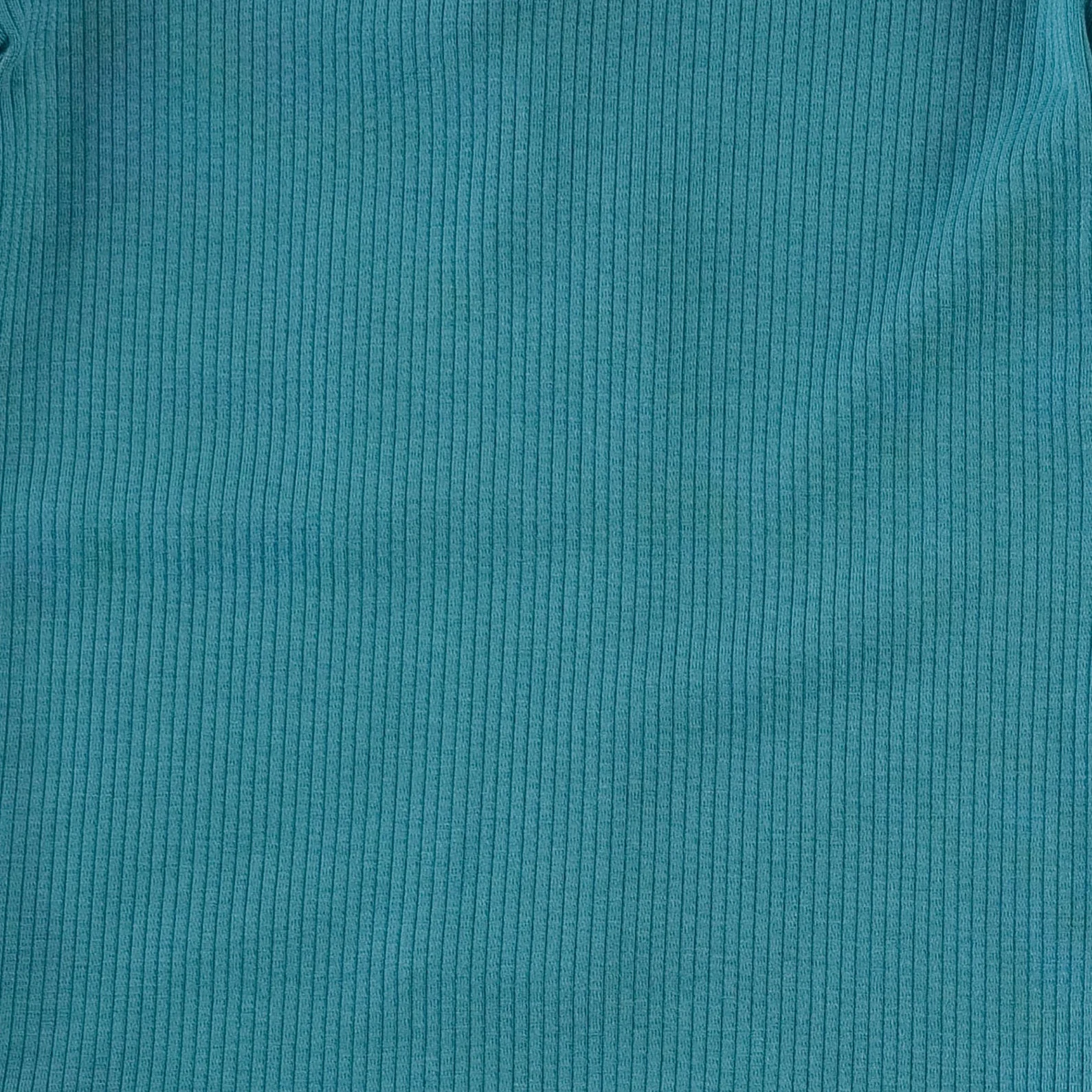 long sleeve lap neck footie | teal | modal skinny rib - Image 2