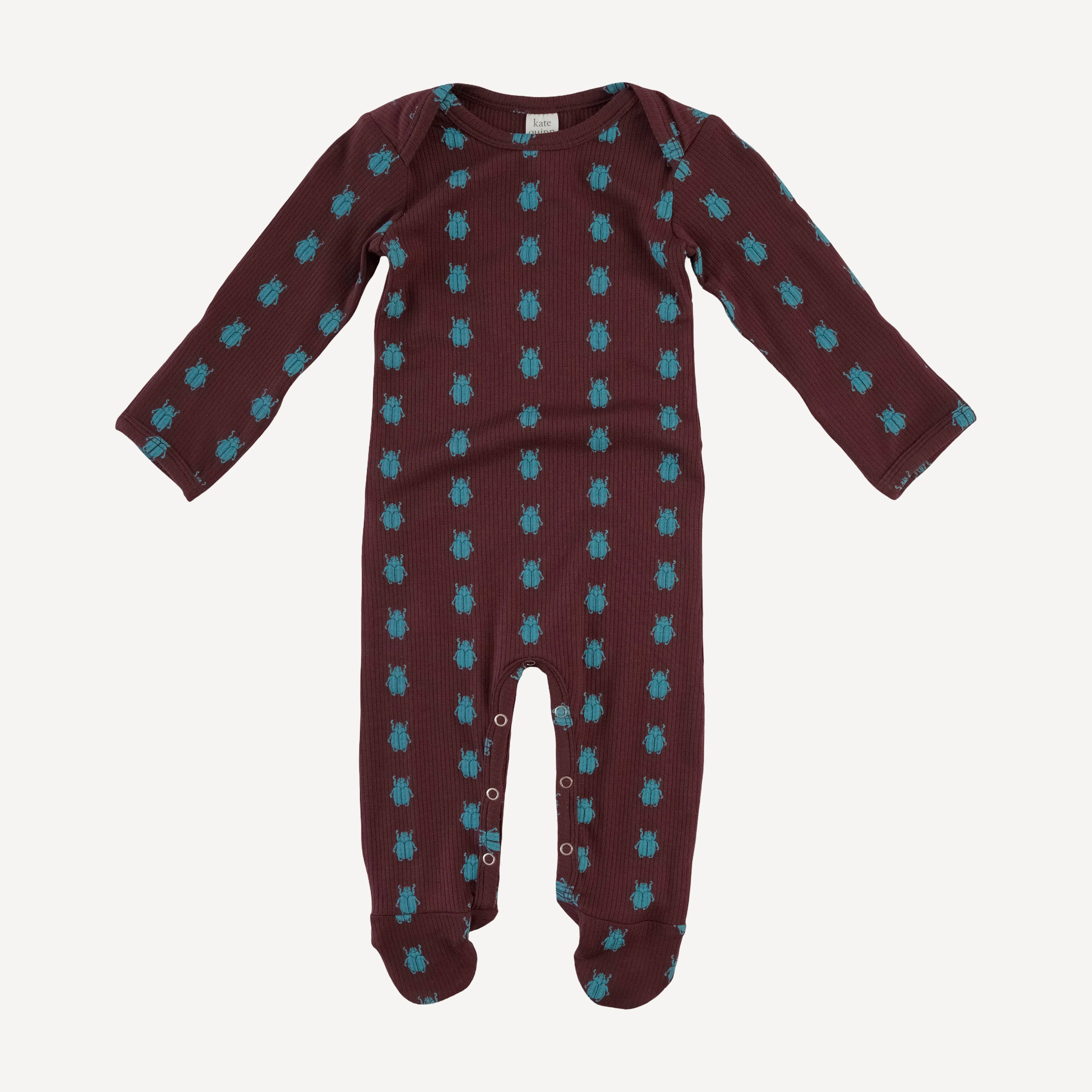 long sleeve lap neck footie | tiny beetle | modal skinny rib