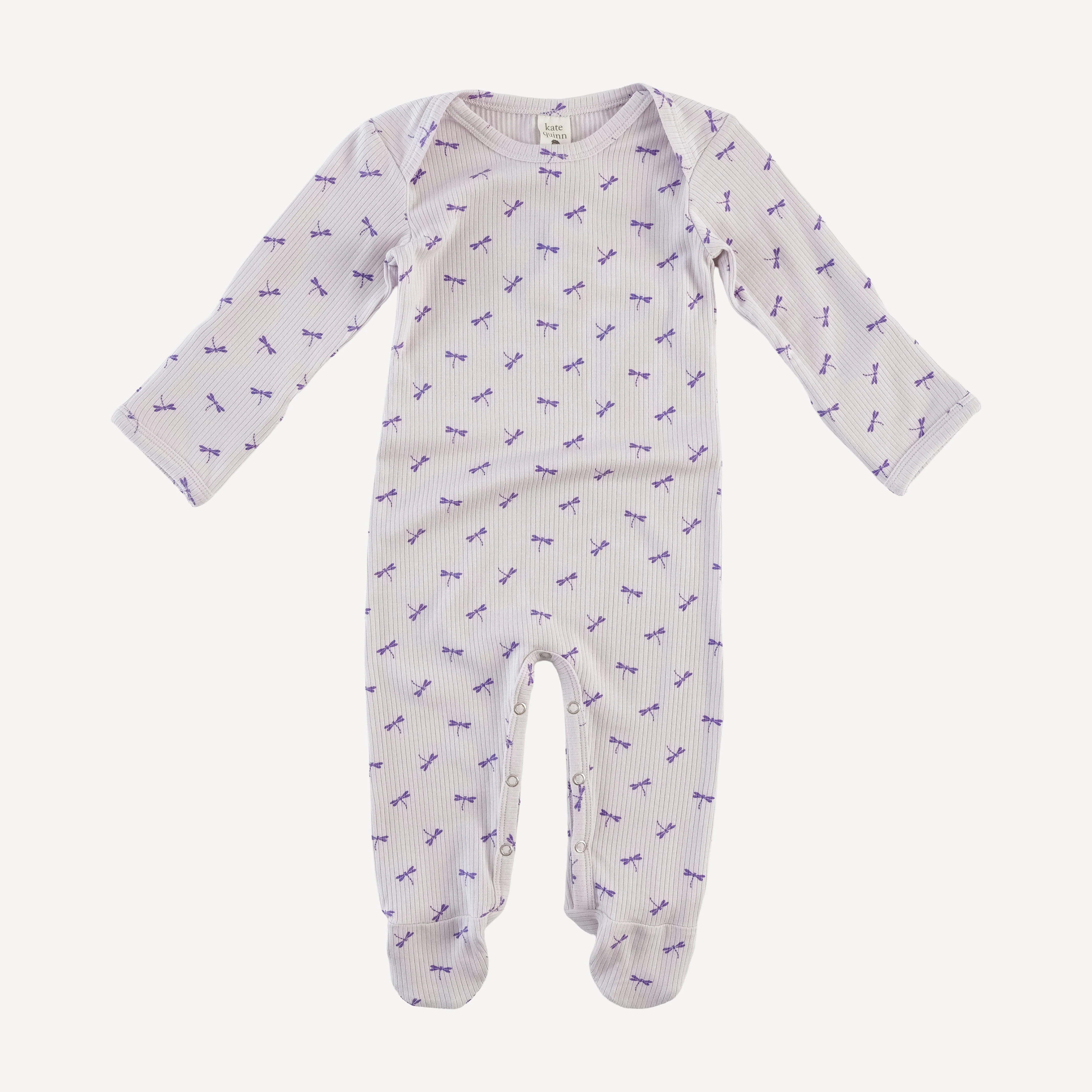 long sleeve lap neck footie | tiny dragonfly | modal skinny rib