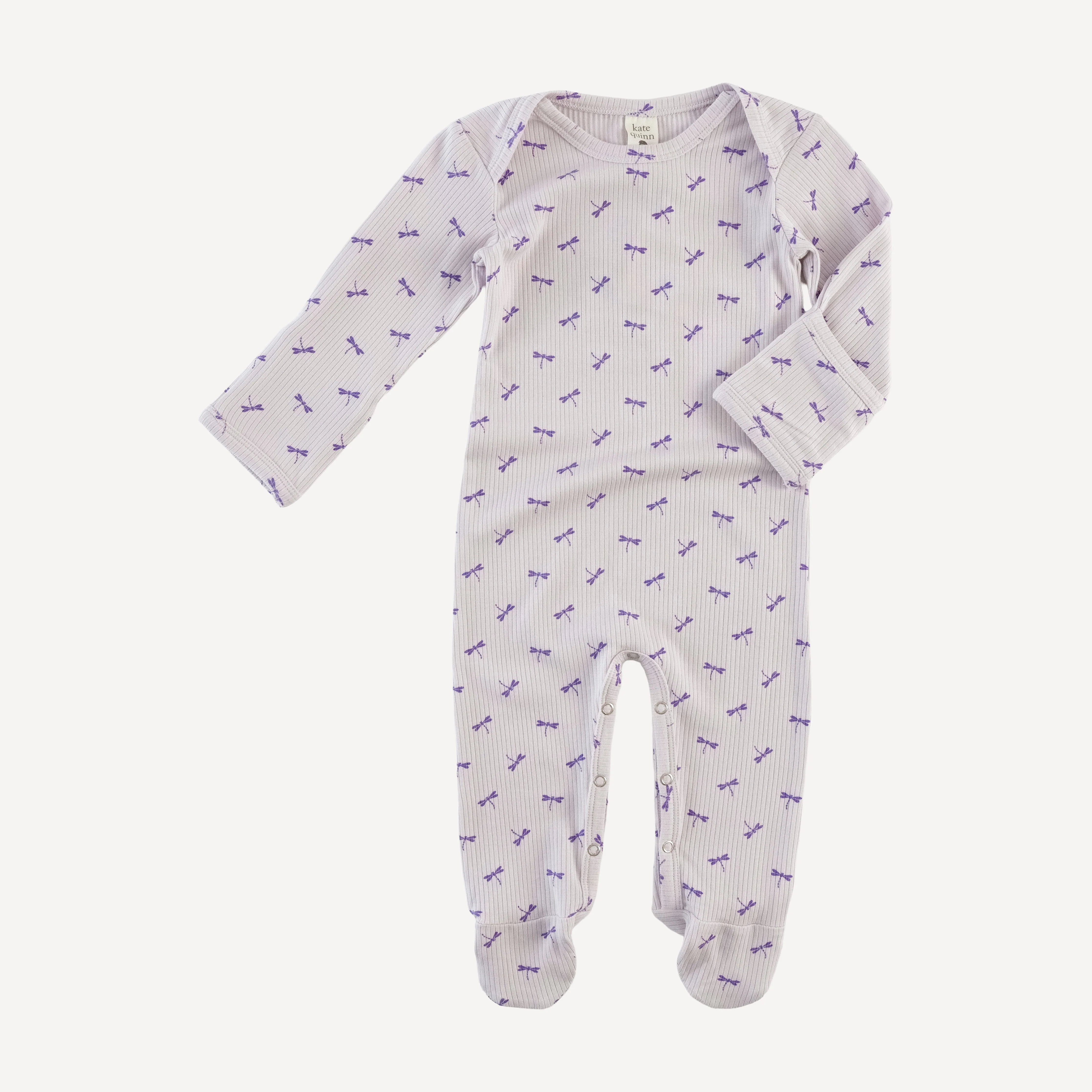 long sleeve lap neck footie | tiny dragonfly | modal skinny rib - Image 3