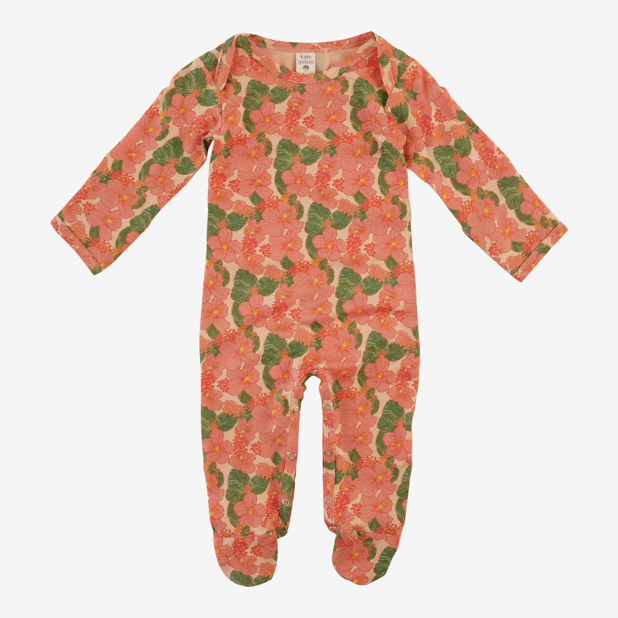 long sleeve lap neck footie | tropical flower party | bamboo