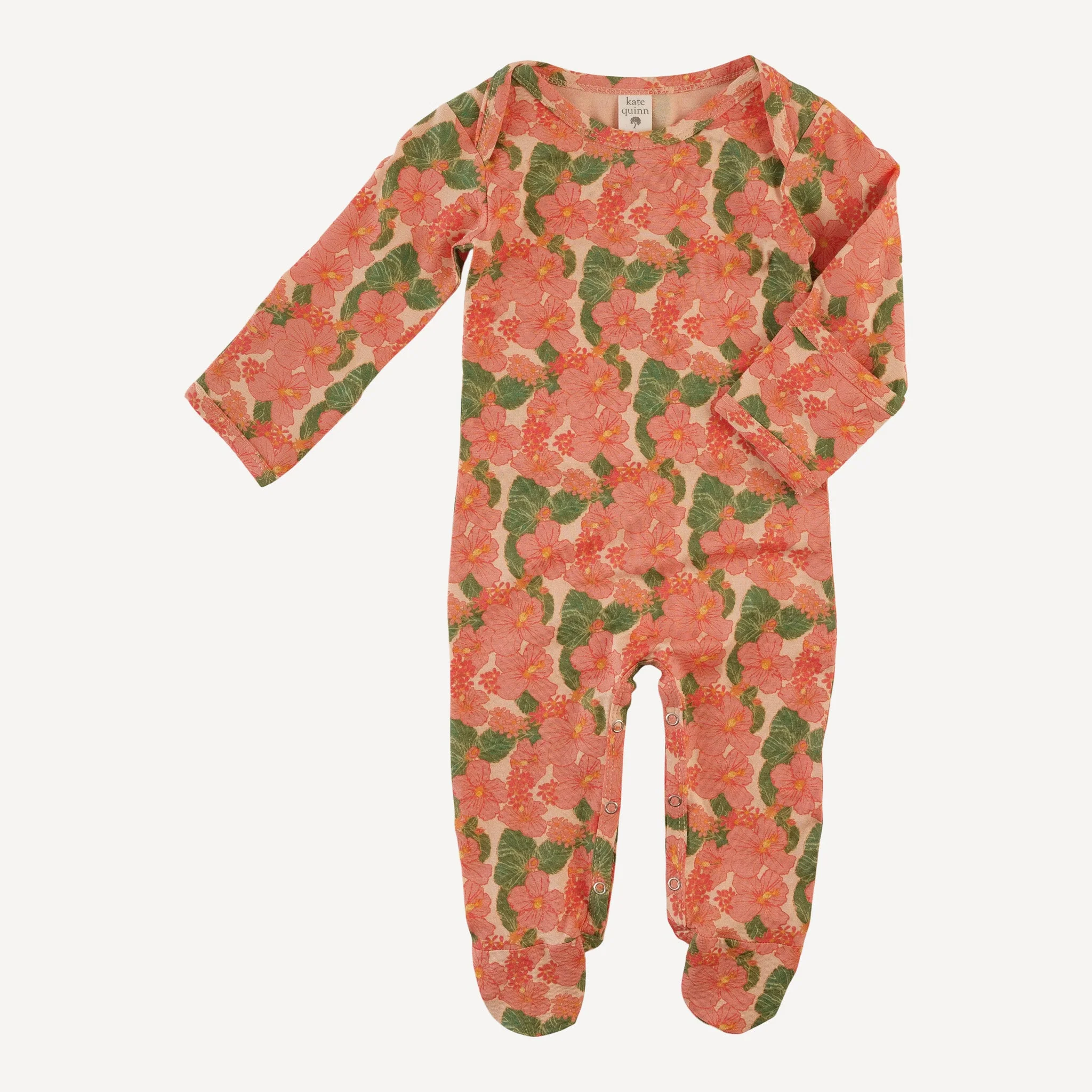 long sleeve lap neck footie | tropical flower party | bamboo - Image 3