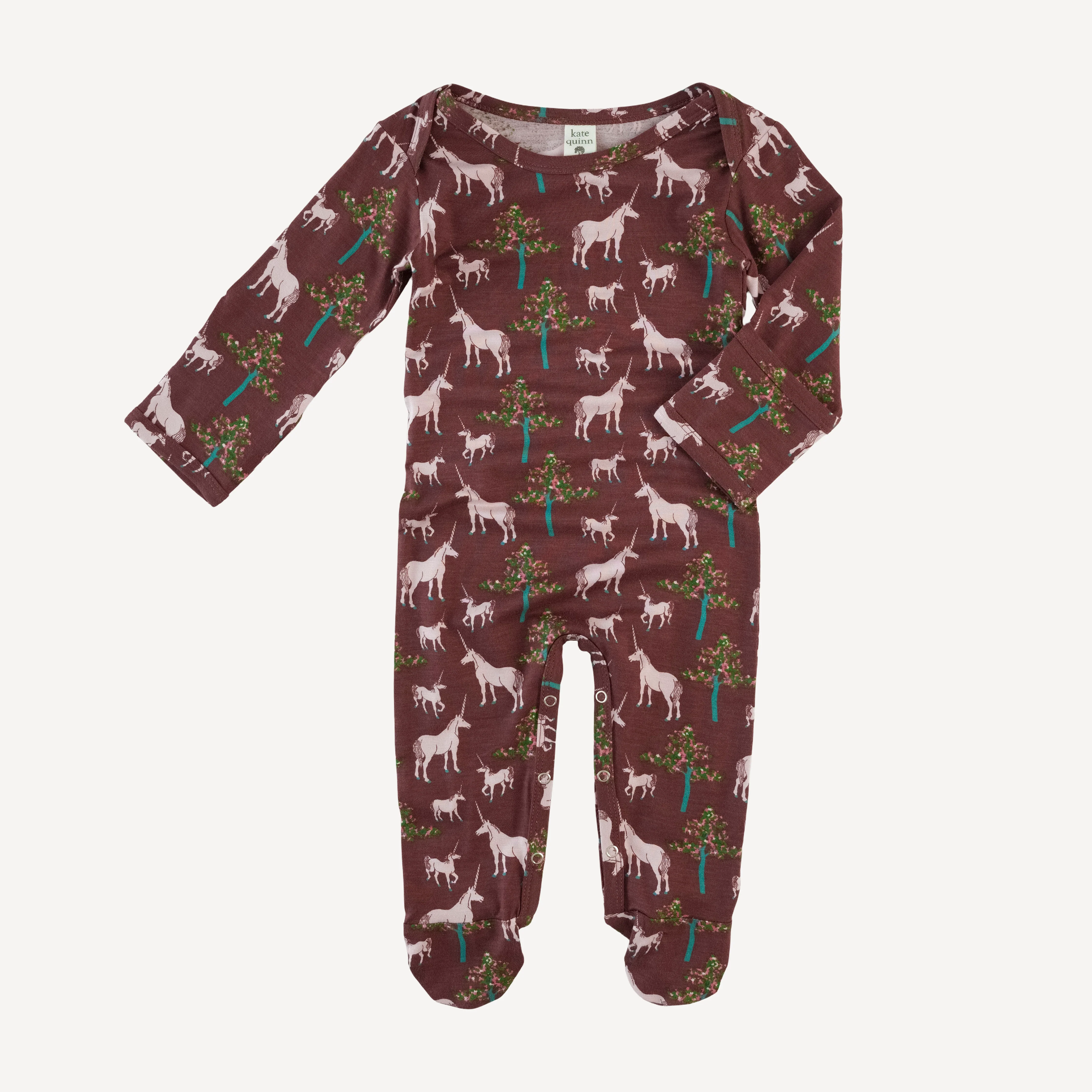 long sleeve lap neck footie | unicorn party | bamboo - Image 3