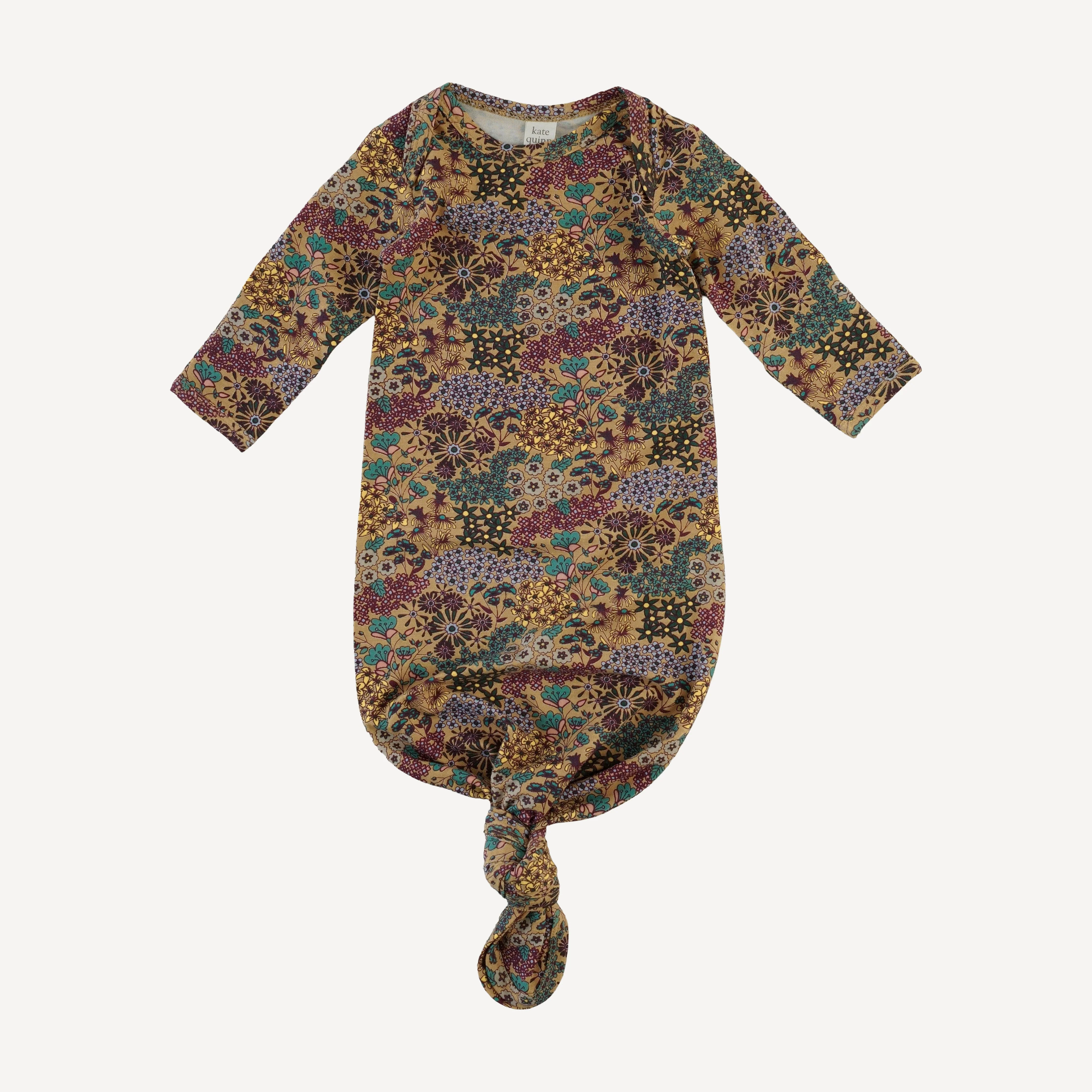 long sleeve lap neck knotted gown | taffy ditsy | bamboo