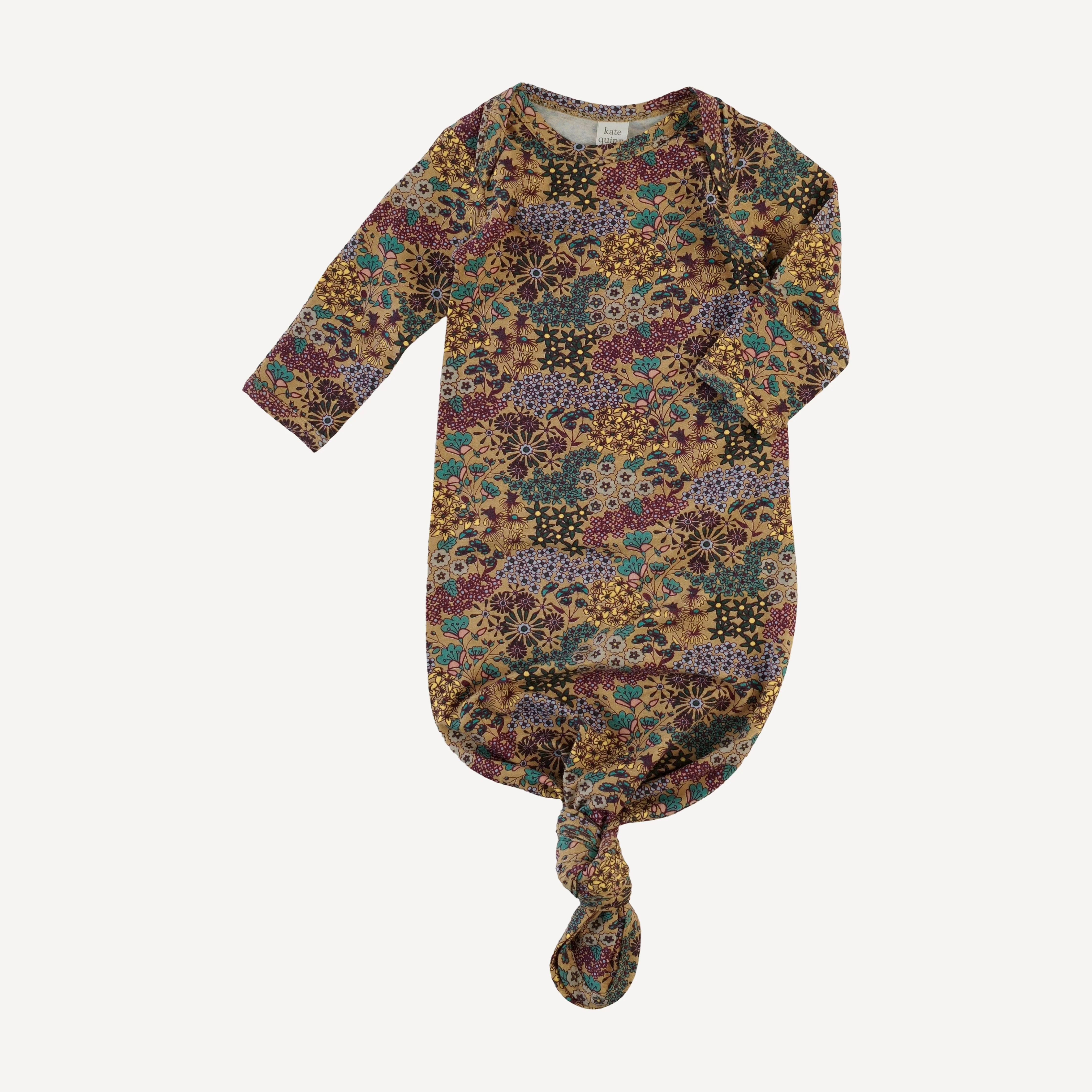 long sleeve lap neck knotted gown | taffy ditsy | bamboo - Image 3