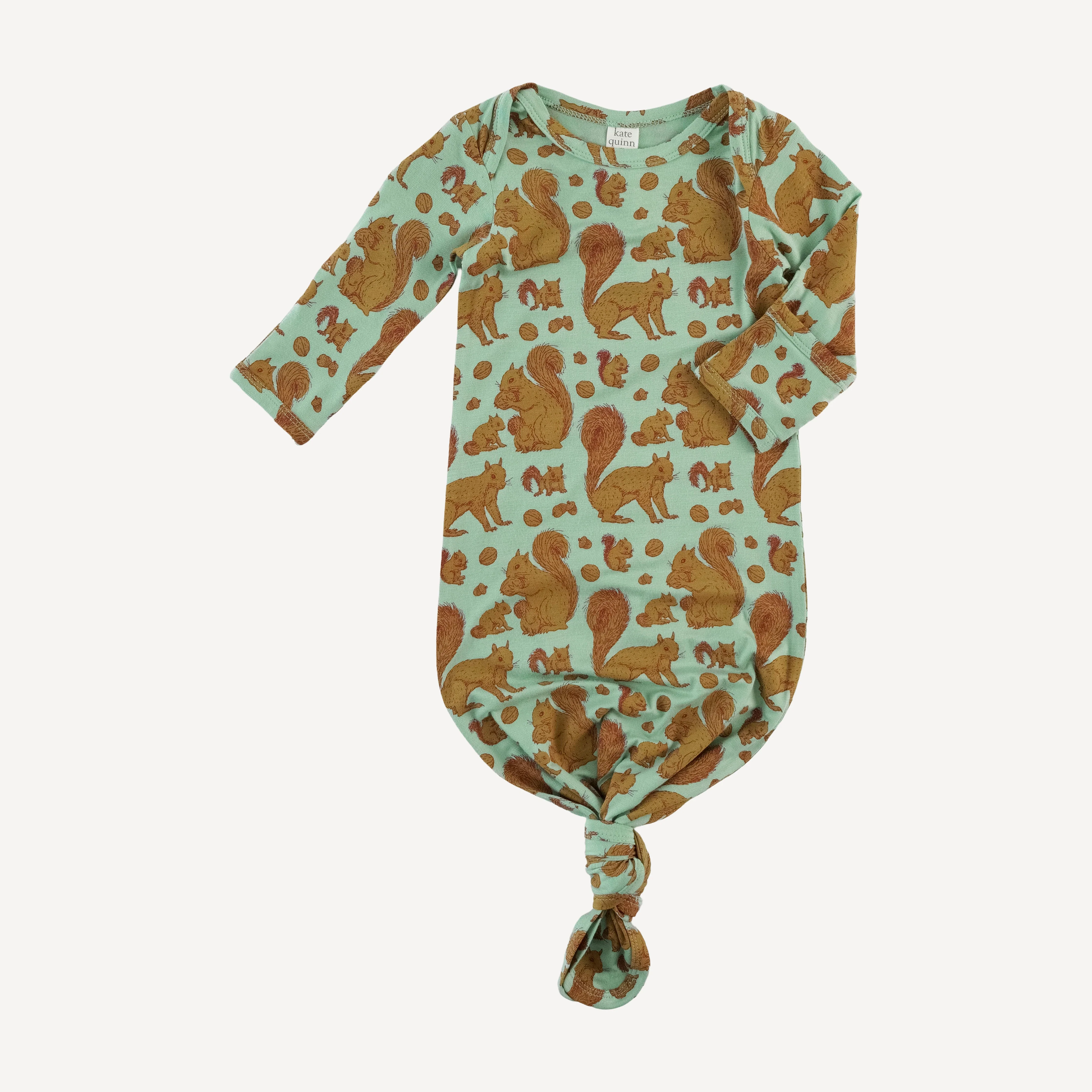 long sleeve lap neck knotted gown | toffy squirrel | bamboo - Image 3
