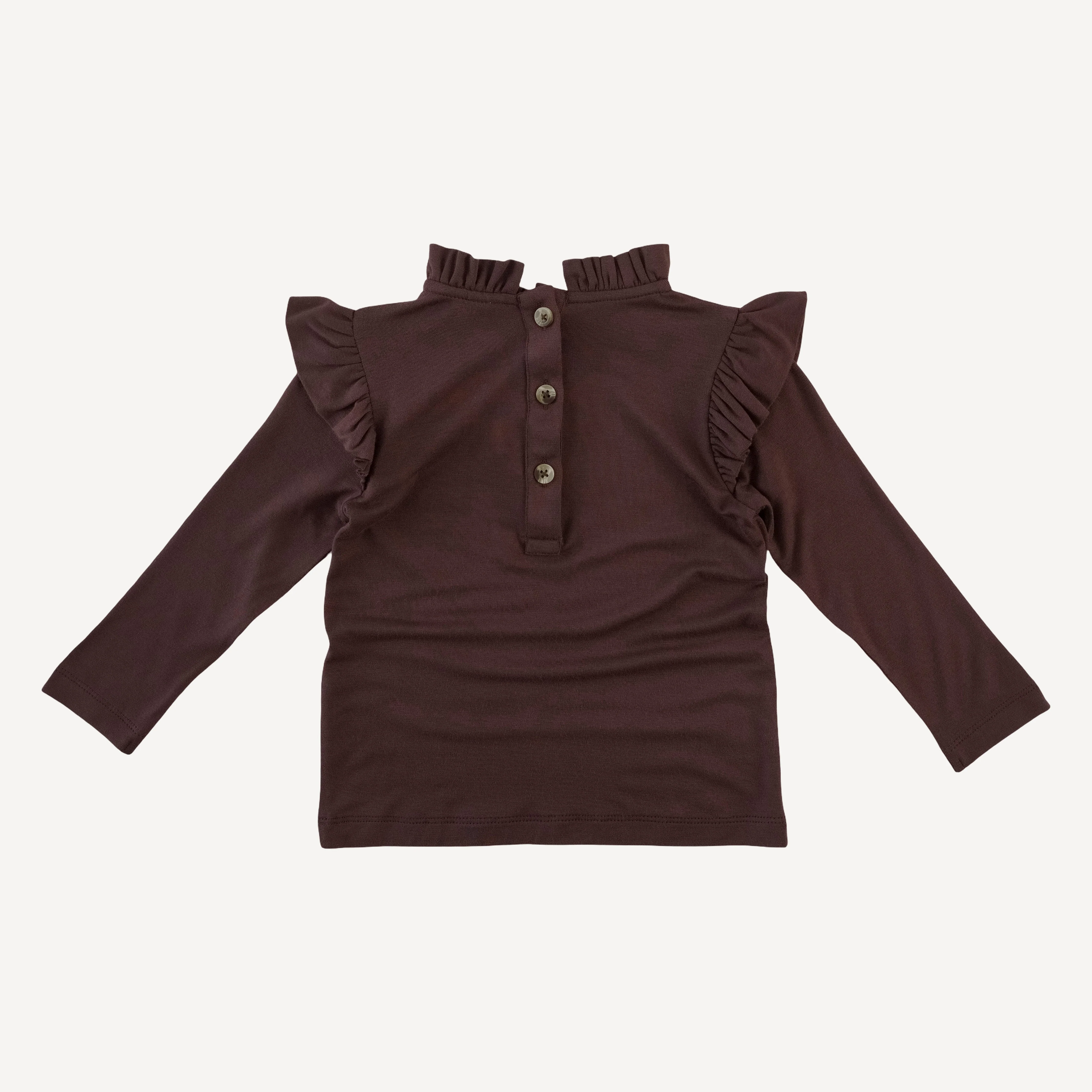 long sleeve little ruffle tee | dark fig | bamboo - Image 3