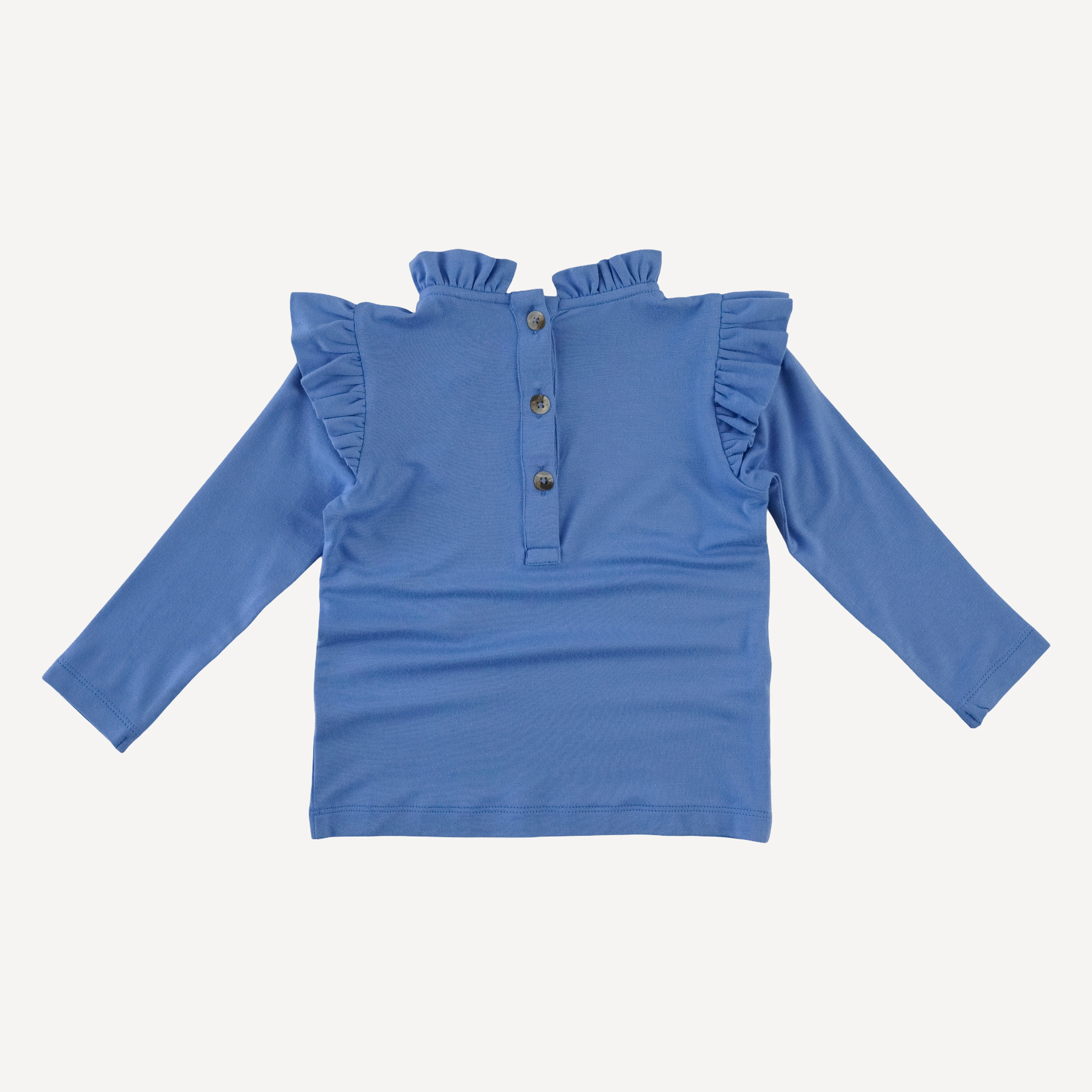 long sleeve little ruffle tee | marine water | bamboo - Image 3