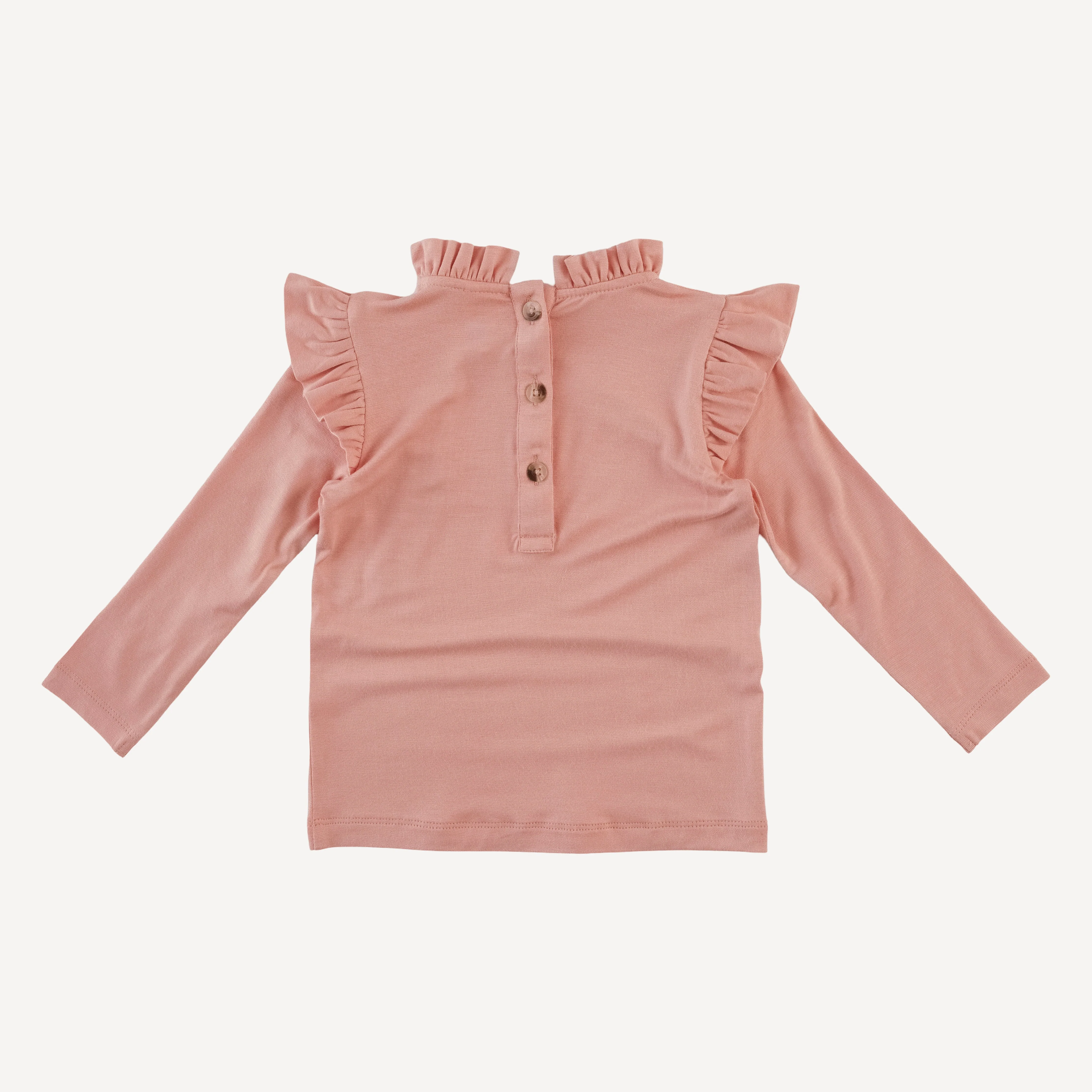 long sleeve little ruffle tee | vintage powder | bamboo - Image 3