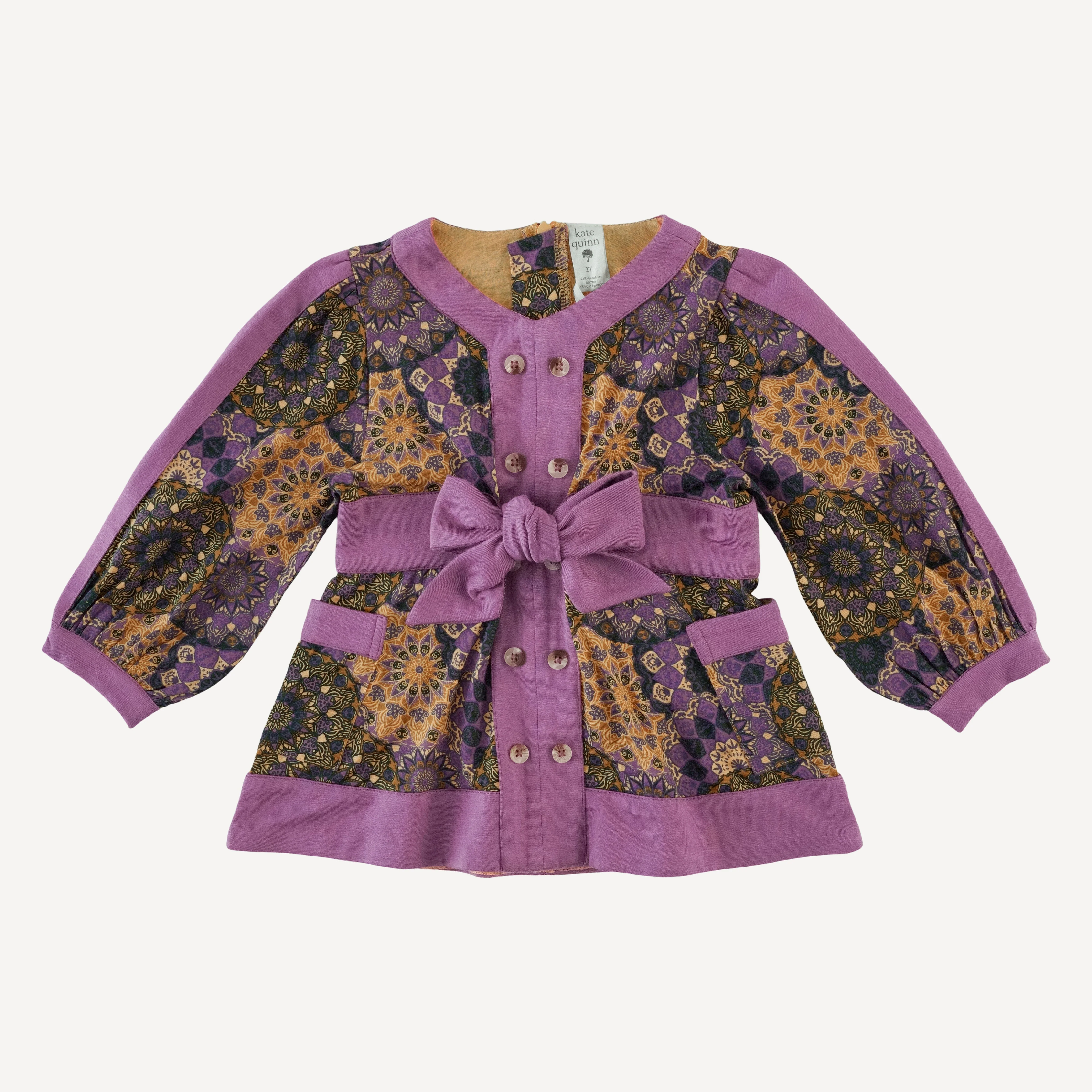 long sleeve peasant top | purple mandala | bamboo