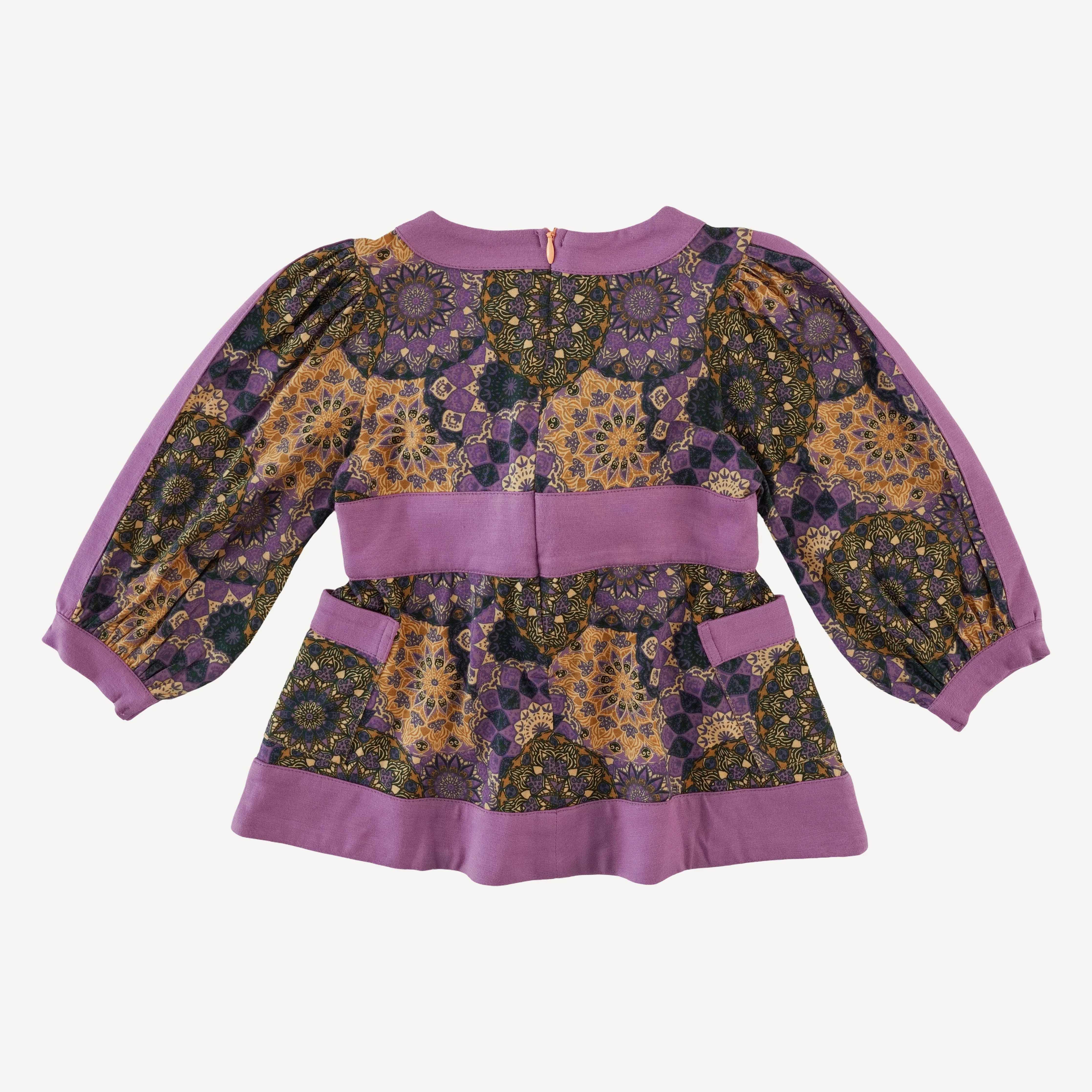 long sleeve peasant top | purple mandala | bamboo - Image 3