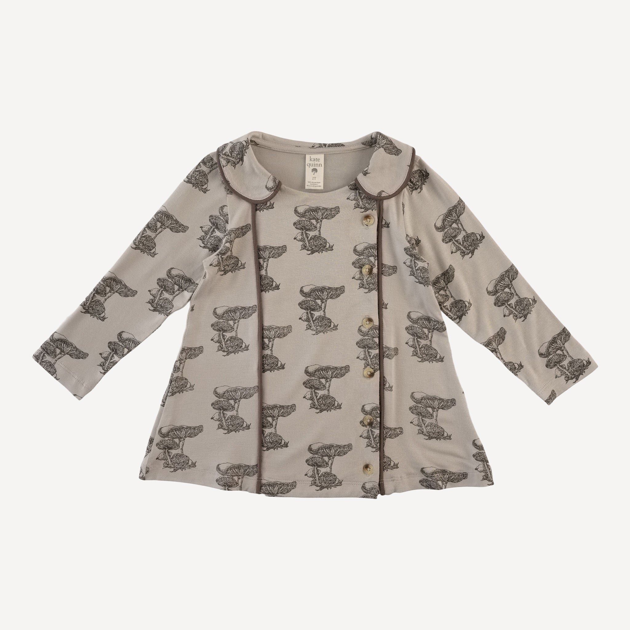 long sleeve peter pan apron tunic | gray mushroom snail | bamboo