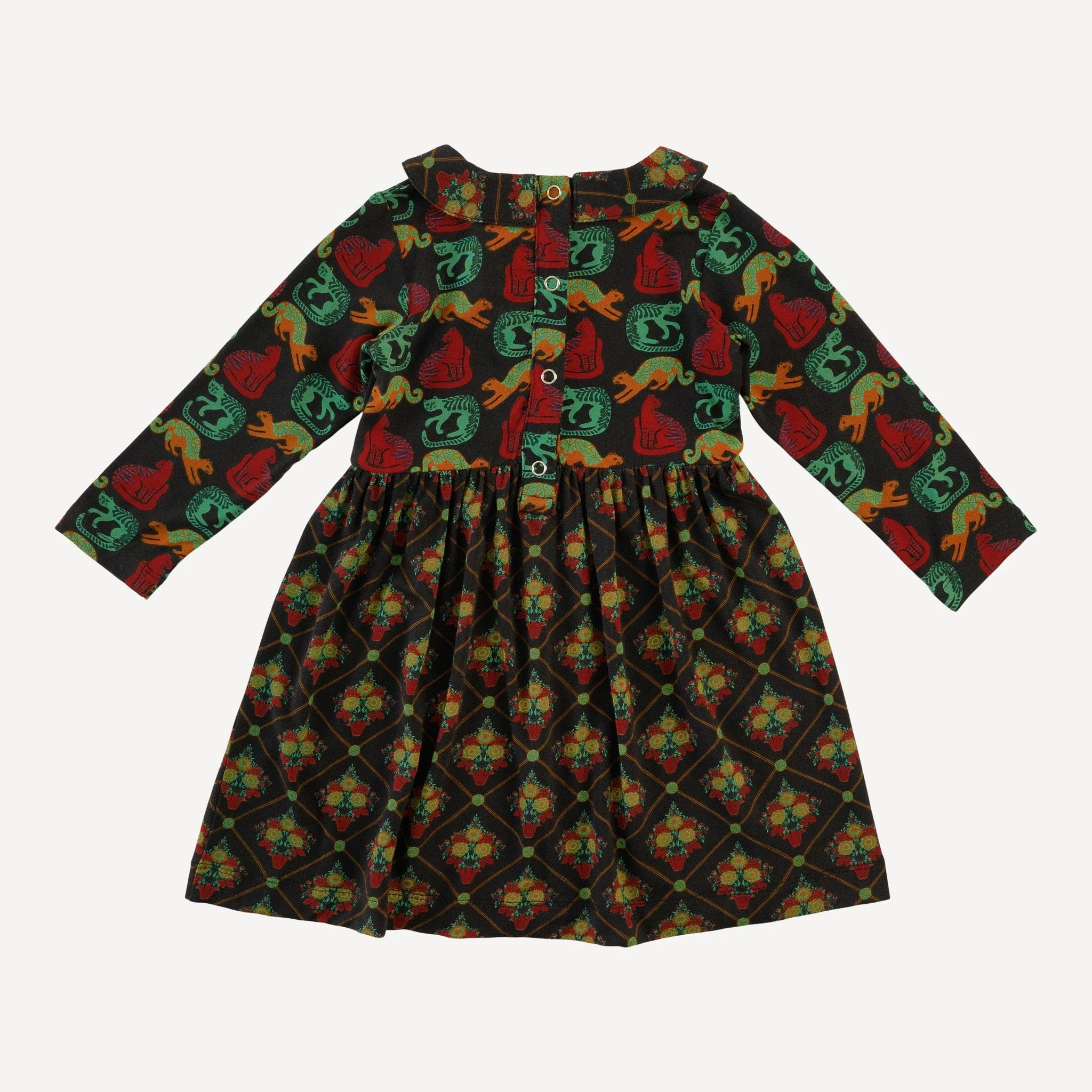 long sleeve peter pan dress | garden cats | light weight bamboo - Image 3