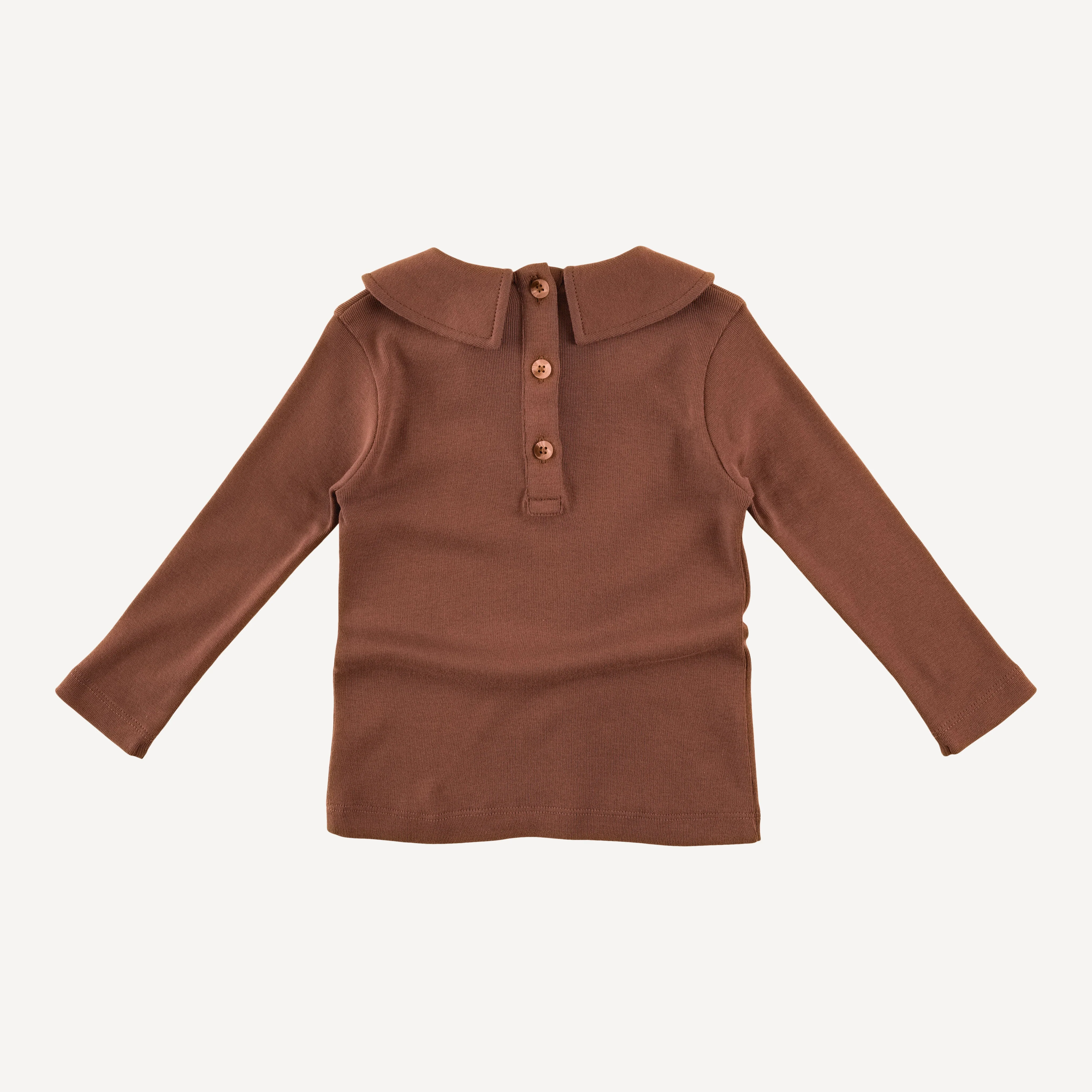 long sleeve peter pan tee | clove | organic cotton flat rib - Image 3