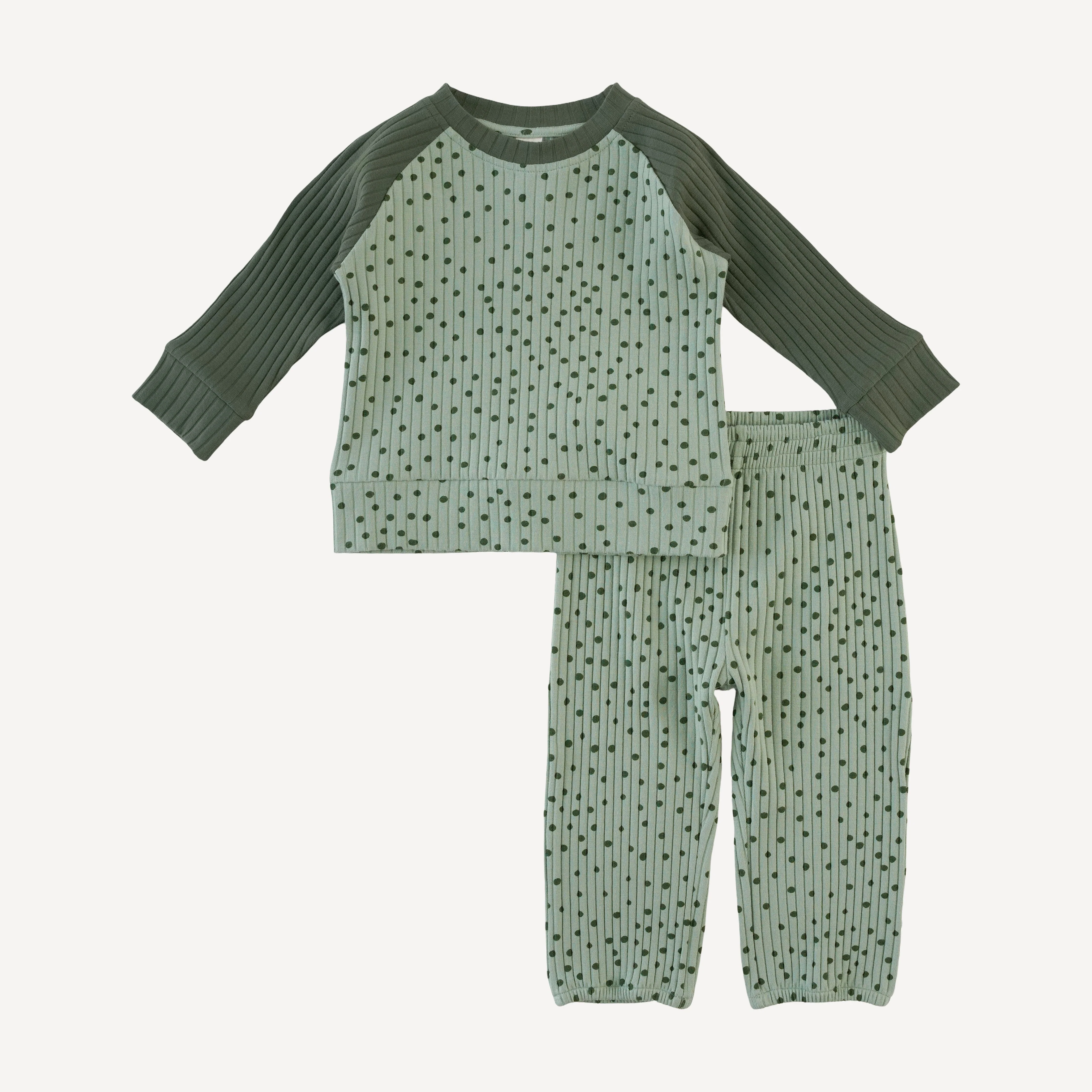 long sleeve raglan tee + relaxed jogger set | iceberg dot | organic cotton wide rib