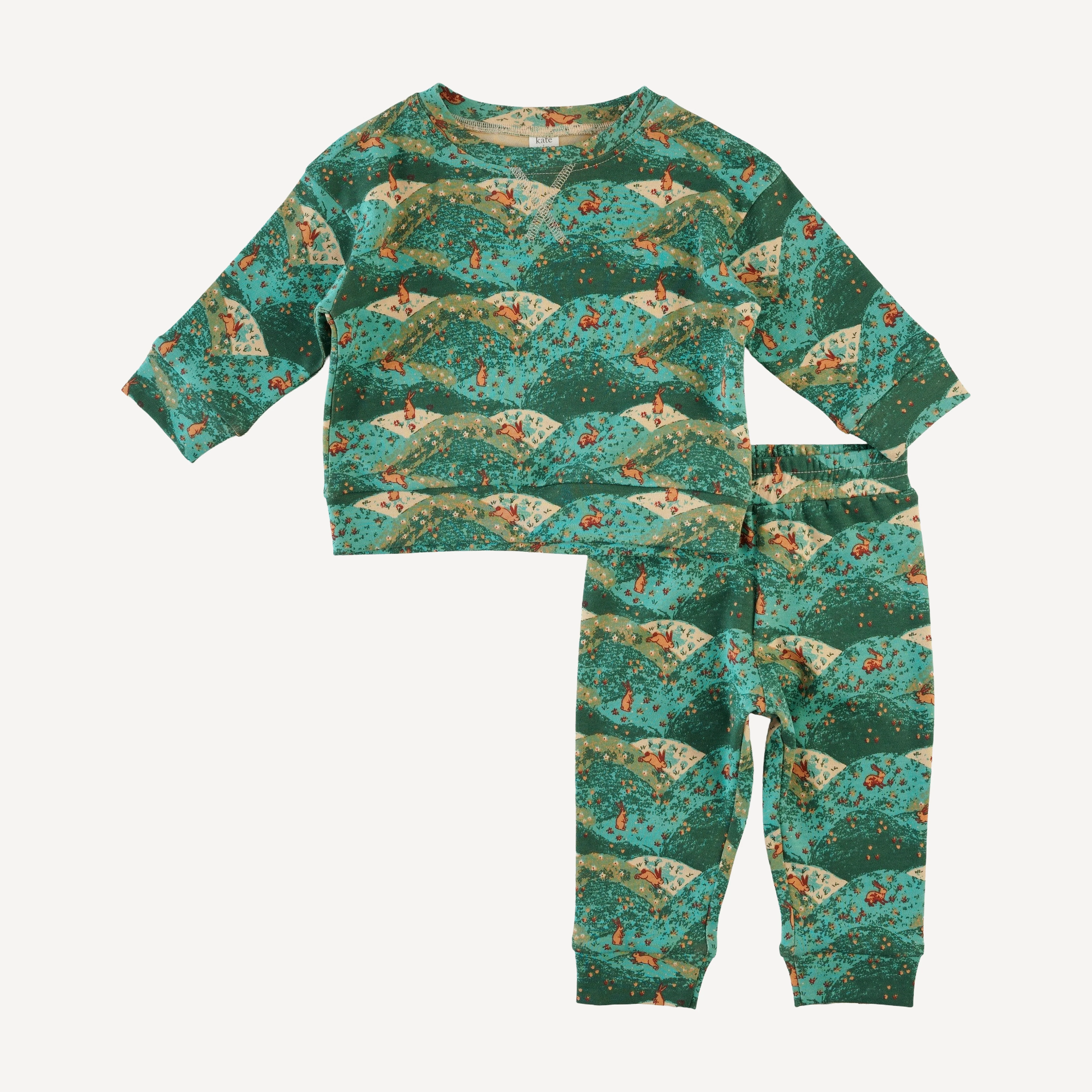 long sleeve relaxed jogger set | bunny fields | organic cotton interlock