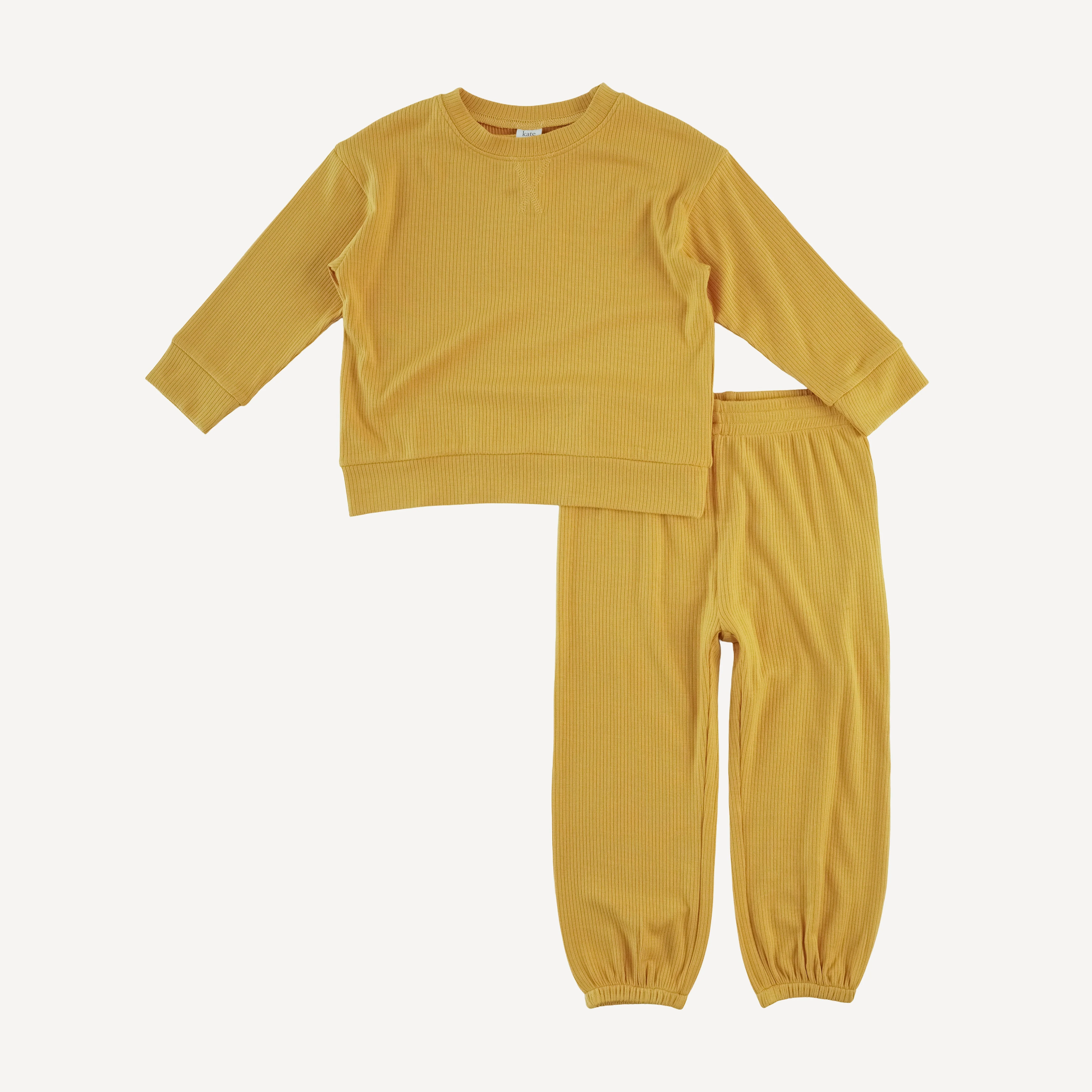 long sleeve relaxed jogger set | golden sun | modal skinny rib